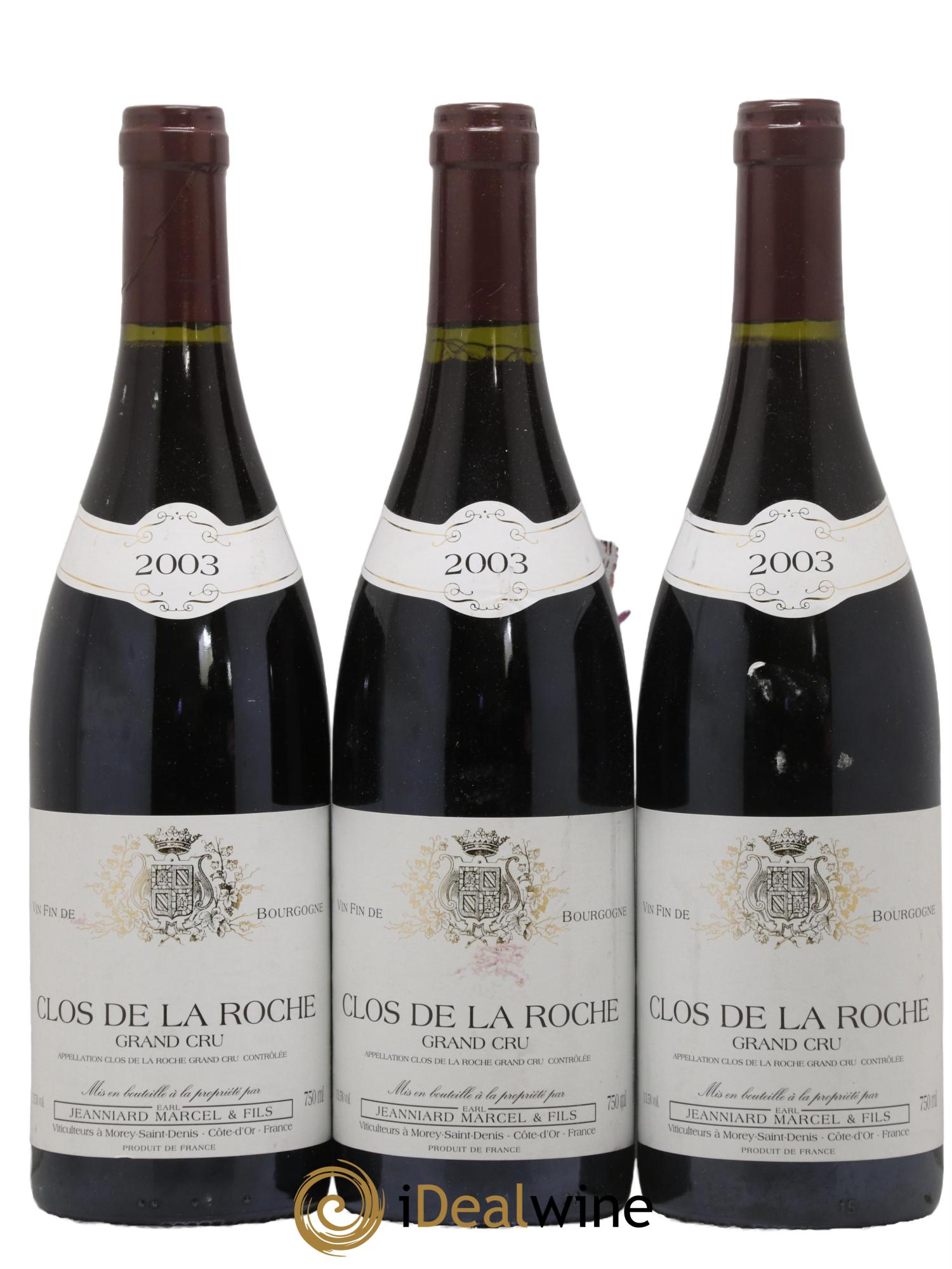 Clos de la Roche Grand Cru Domaine Marcel Jeanniard 2003 - Lot de 3 bouteilles - 0