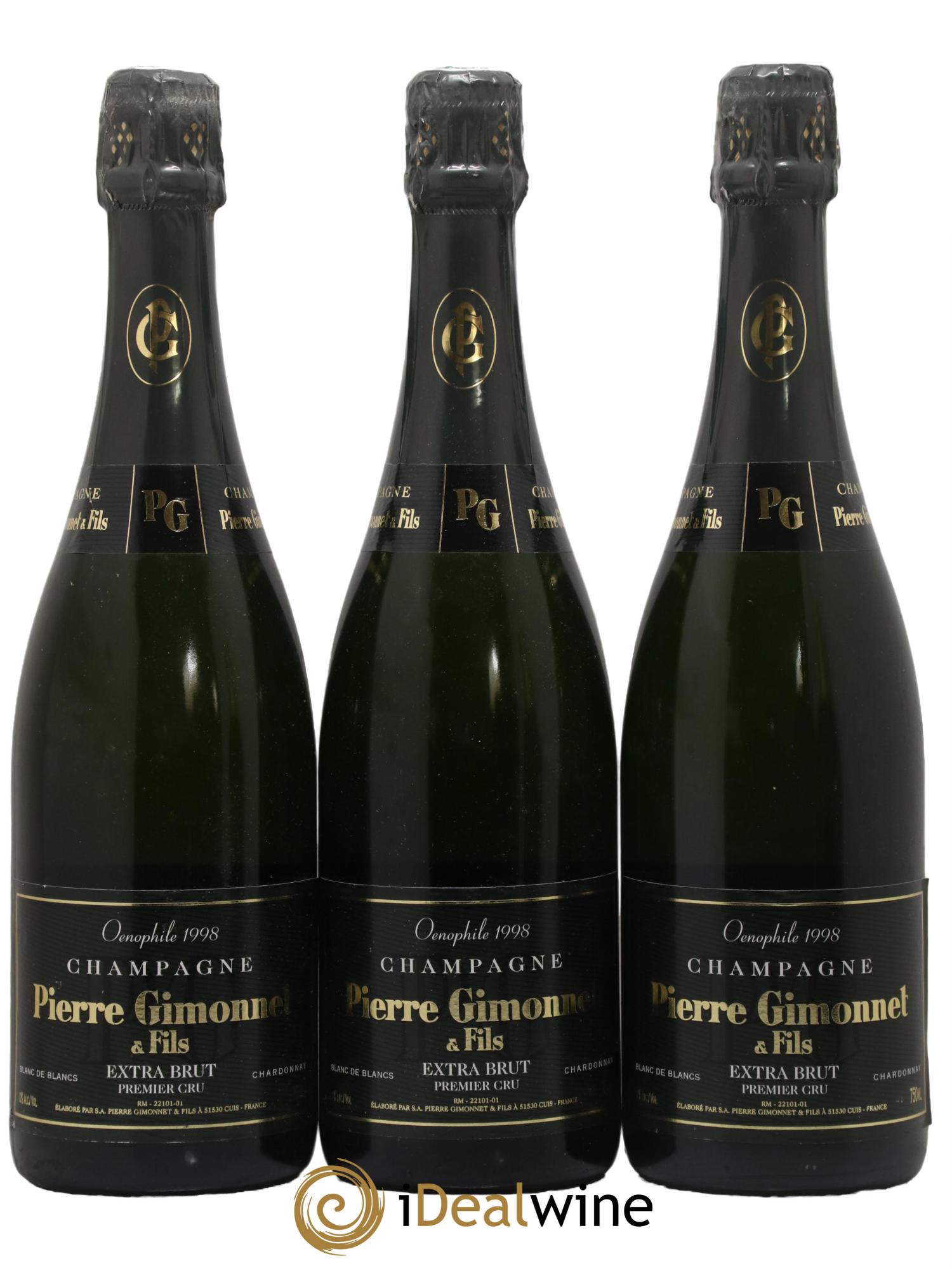 Extra Brut Oenophile Pierre Gimonnet 1998 - Lotto di 3 bottiglie - 0