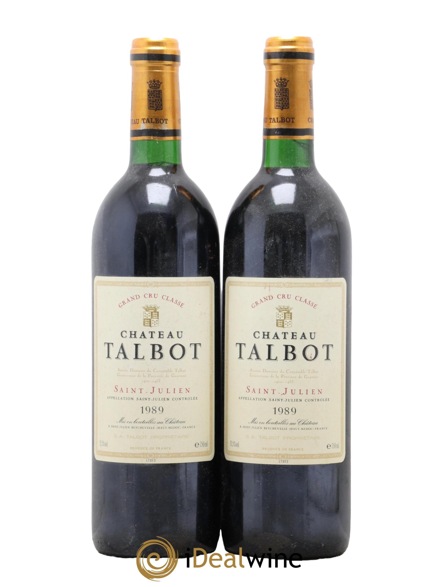 Château Talbot 4ème Grand Cru Classé 1989 - Lot de 2 bouteilles - 0