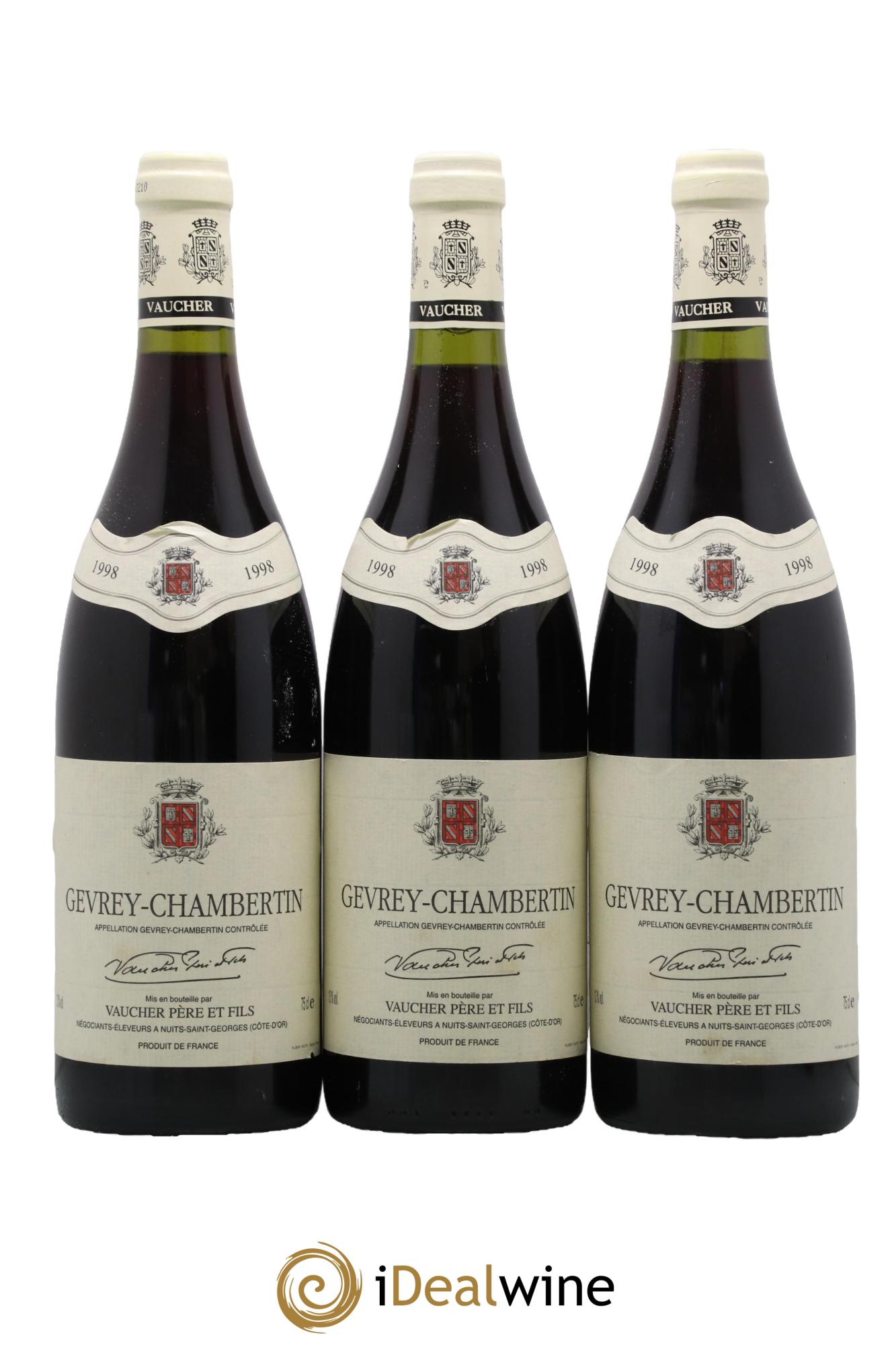 Gevrey-Chambertin Vaucher Père et Fils 1998 - Lot de 3 bouteilles - 0