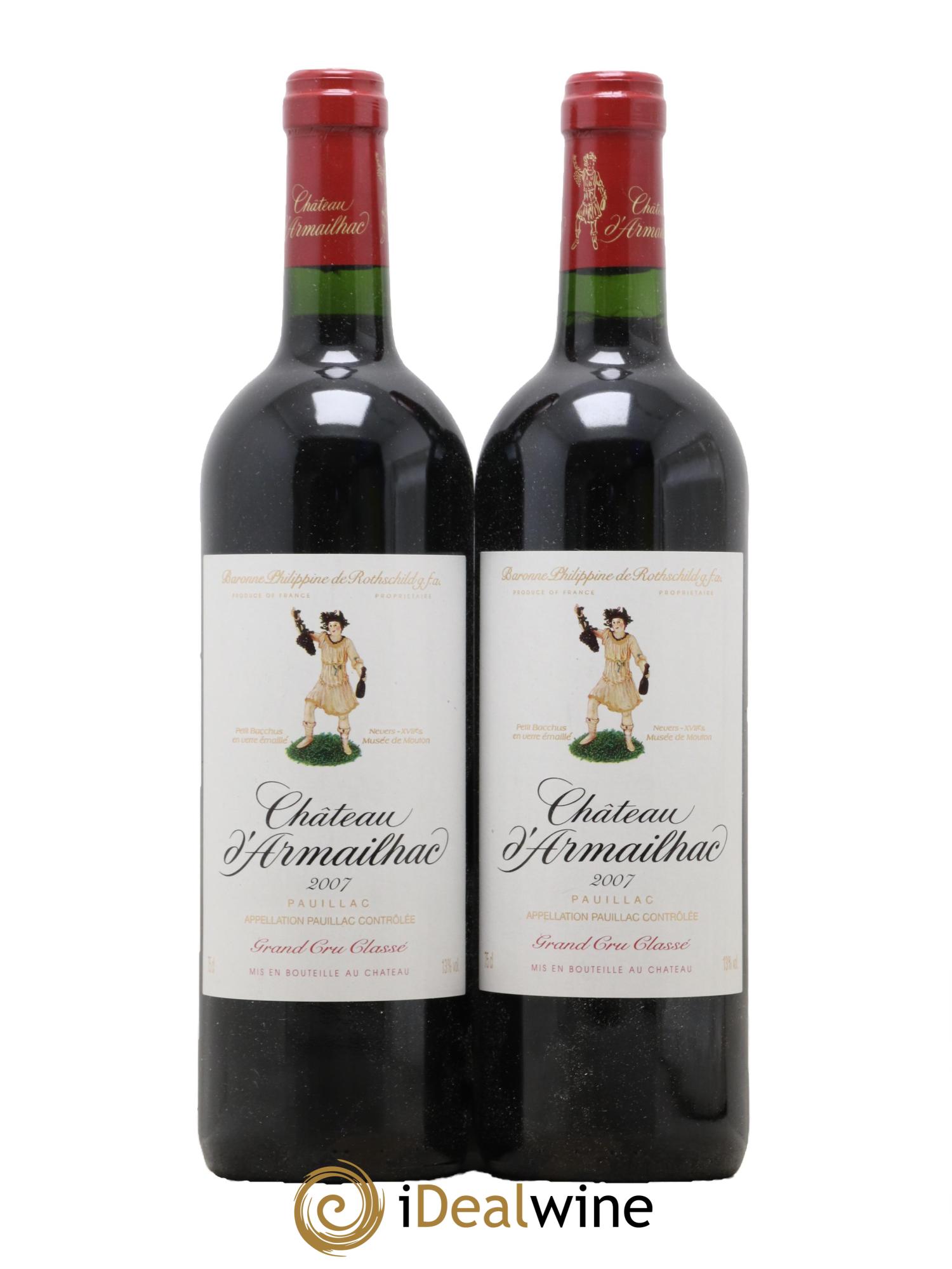 Château d' Armailhac - Mouton Baron(ne) Philippe 5ème Grand Cru Classé 2007 - Lot of 2 bottles - 0