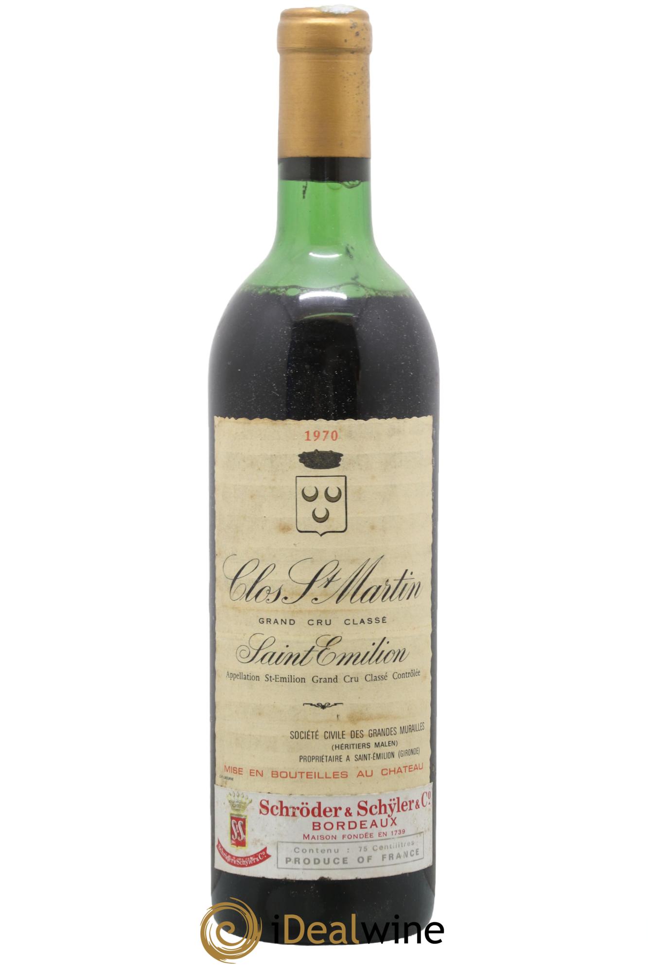 Clos Saint Martin Grand Cru Classé 1970 - Lotto di 1 bottiglia - 0