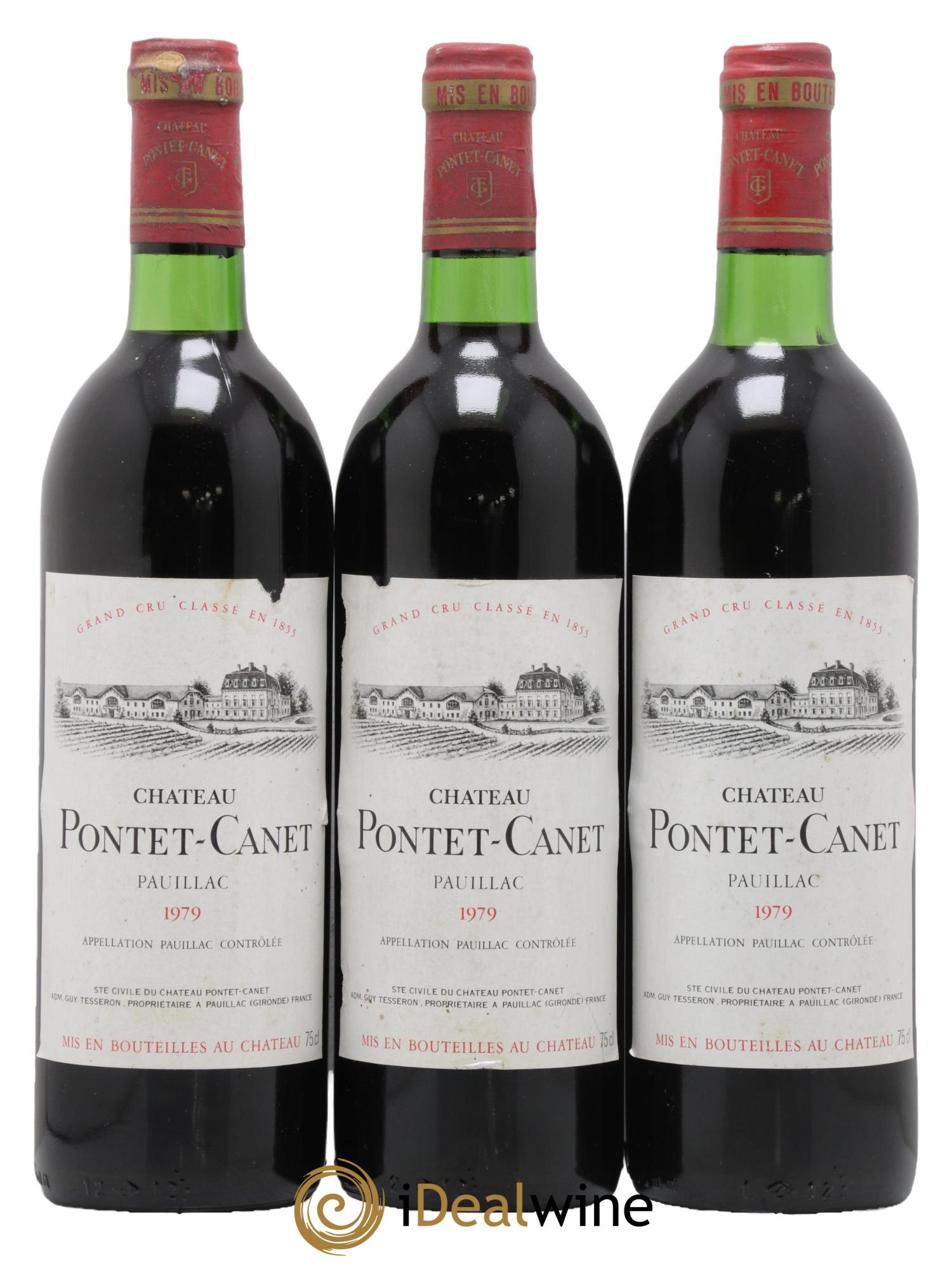 Château Pontet Canet 5ème Grand Cru Classé 1979 - Lot of 3 bottles - 0