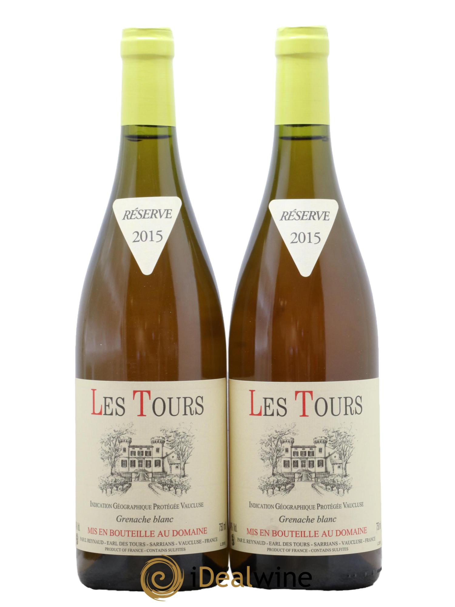 IGP Vaucluse (Vin de Pays de Vaucluse) Les Tours Grenache Blanc Emmanuel Reynaud 2015 - Lot de 2 bouteilles - 0