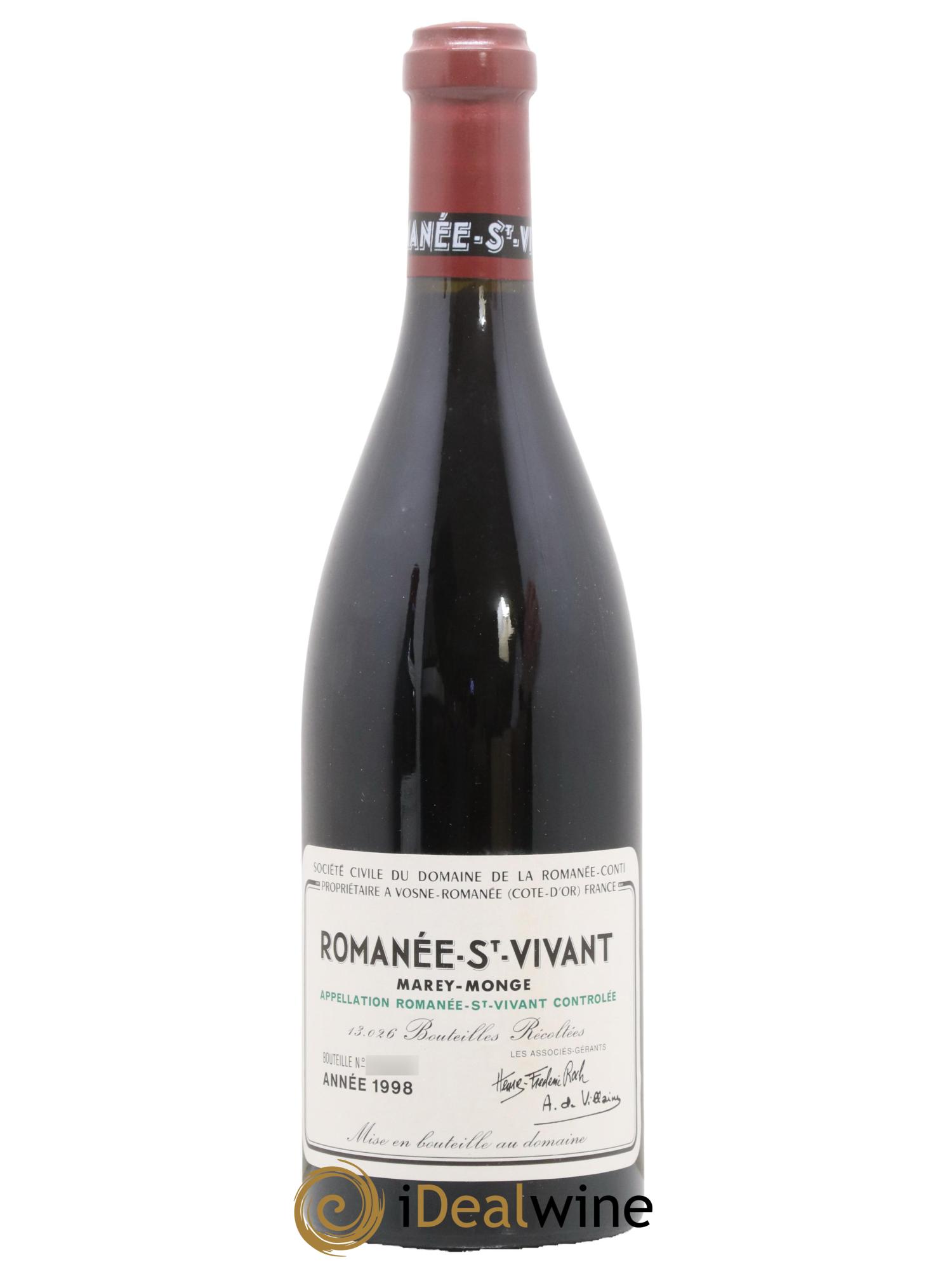 Romanée-Saint-Vivant Grand Cru Domaine de la Romanée-Conti 1998 - Posten von 1 Flasche - 0