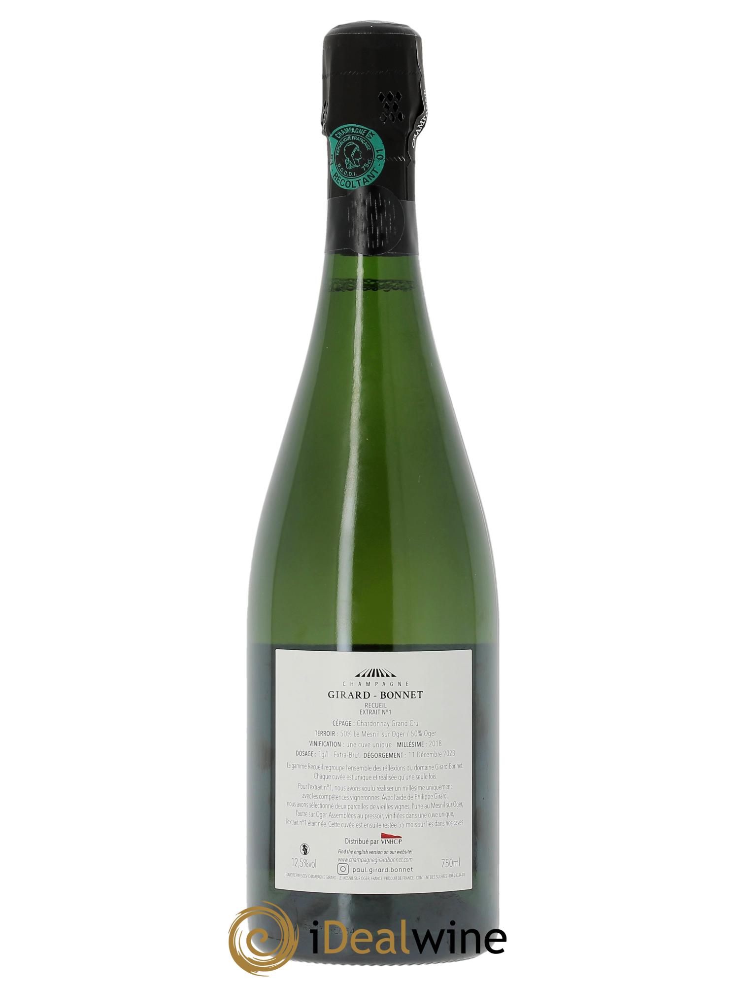 Recueil Extrait n°1 Grand Cru Extra-brut Girard-Bonnet  - Lotto di 1 bottiglia - 1