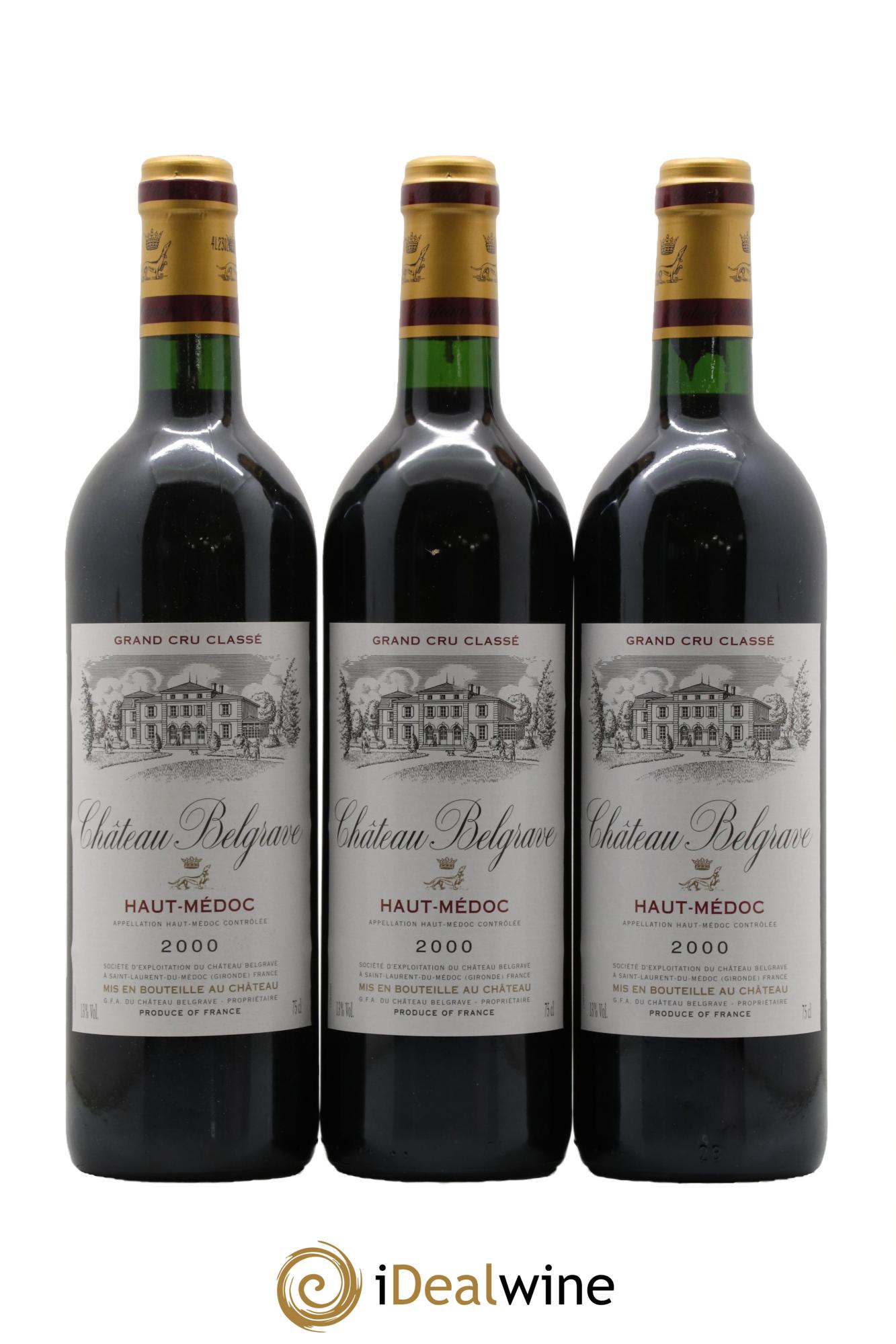 Château Belgrave 5ème Grand Cru Classé 2000 - Posten von 3 Flaschen - 0