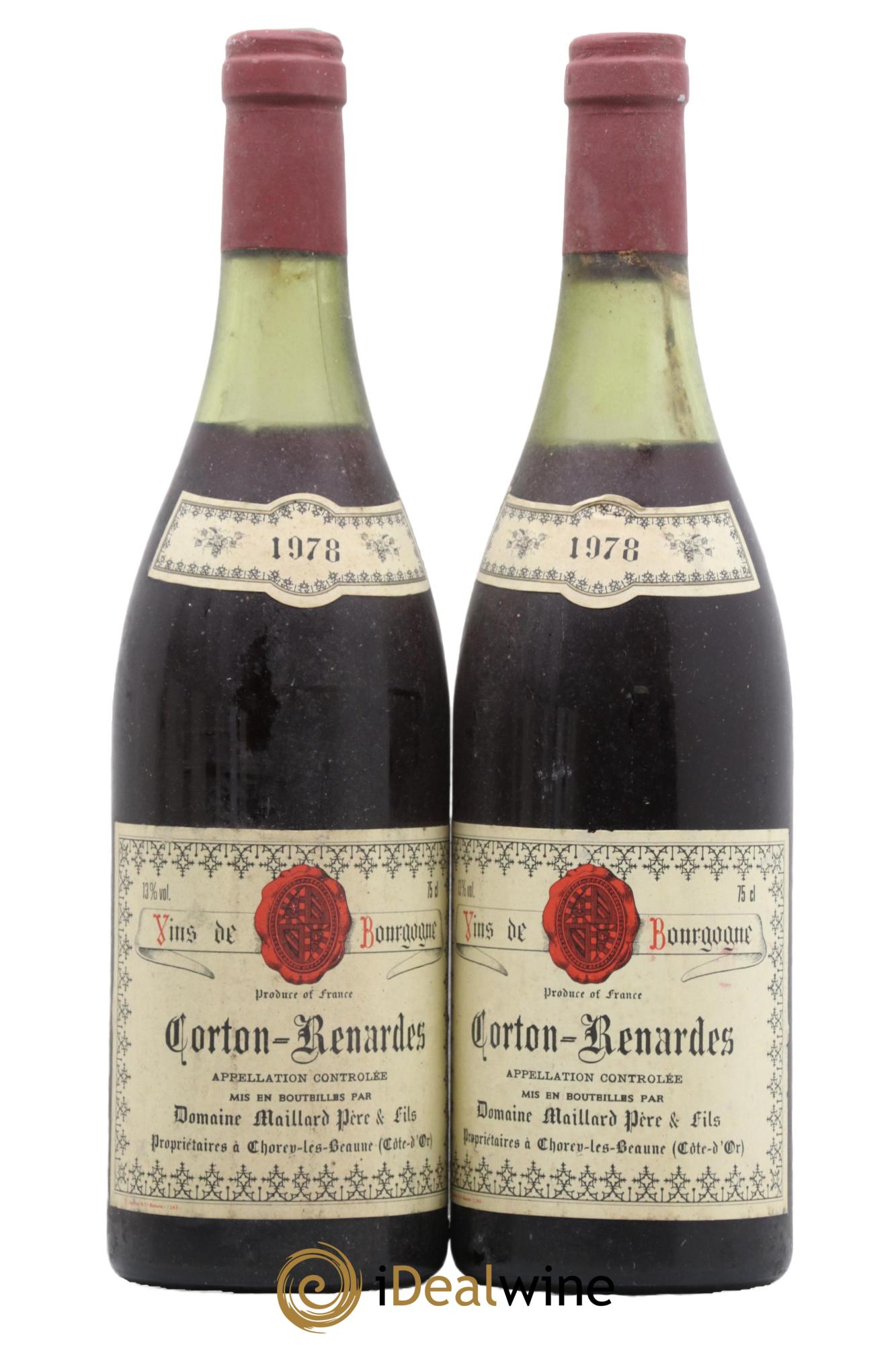 Corton Grand Cru Les Renardes Maillard et Fils (Domaine) 1978 - Lot of 2 bottles - 0