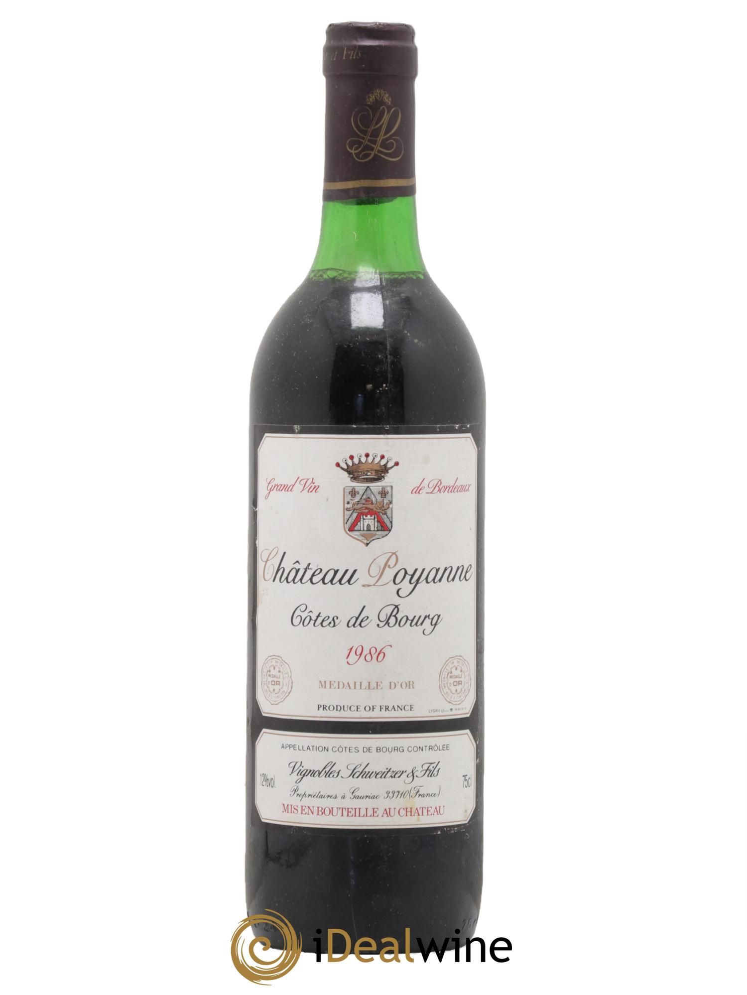 Côtes de Bourg Château Poyanne 1986 - Lot de 1 bouteille - 0