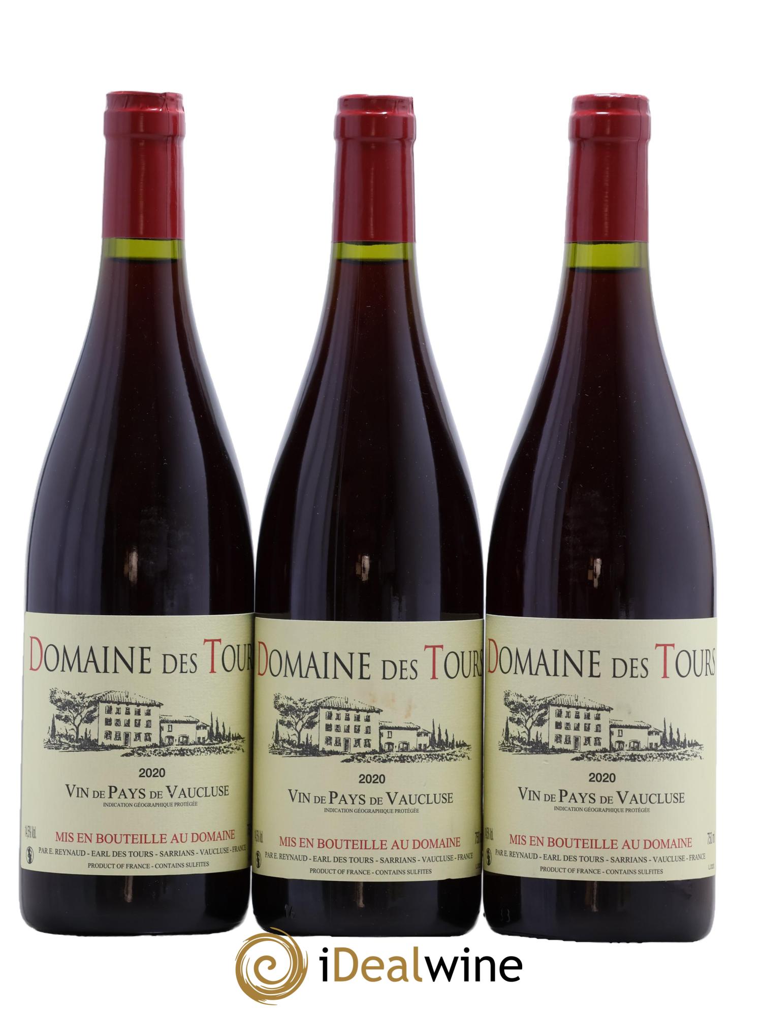 IGP Vaucluse (Vin de Pays de Vaucluse) Domaine des Tours Emmanuel Reynaud 2020 - Lot of 3 bottles - 0