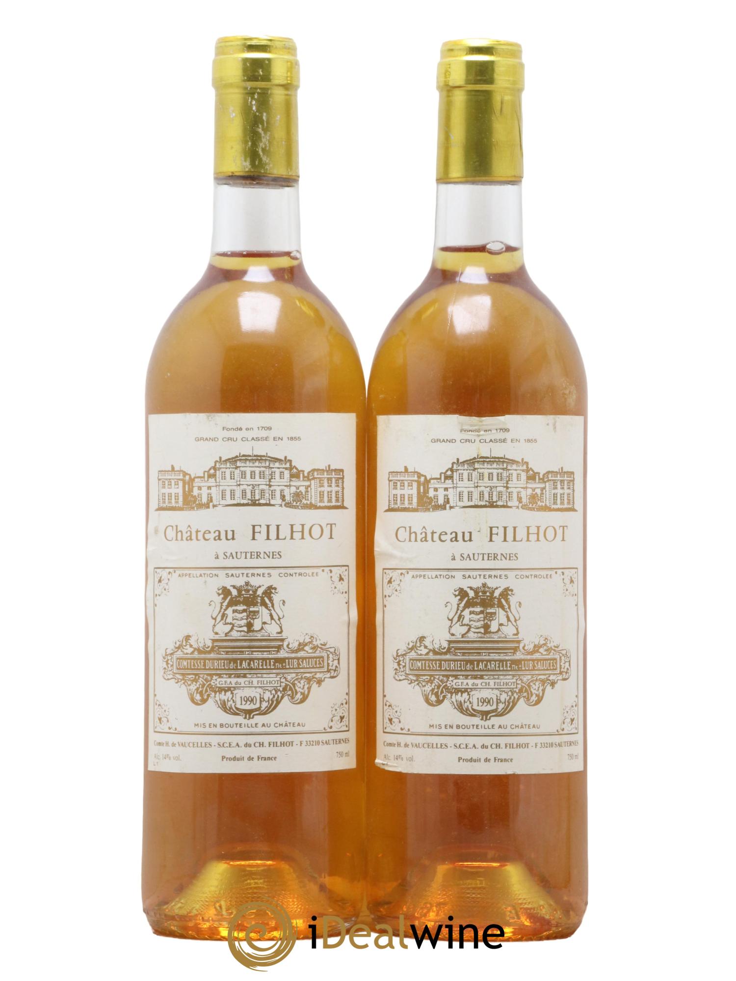 Château Filhot 2ème Grand Cru Classé 1990 - Lot of 2 bottles - 0