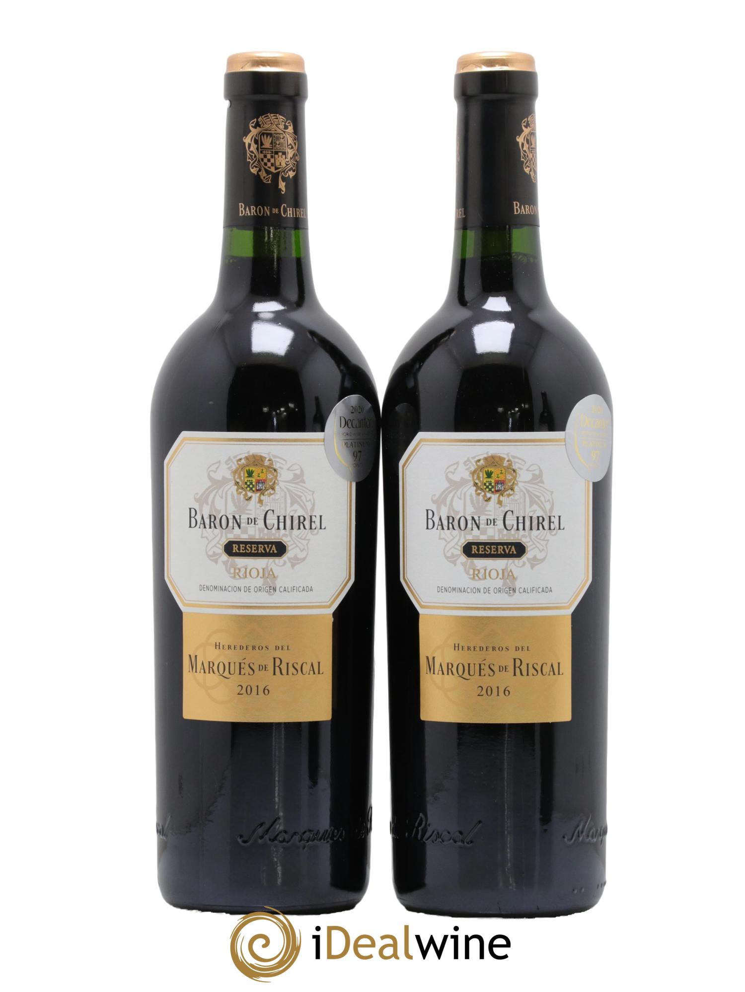 Rioja DOCA Baron De Chirel Reserva Marques De Riscal 2016 - Lotto di 2 bottiglie - 0