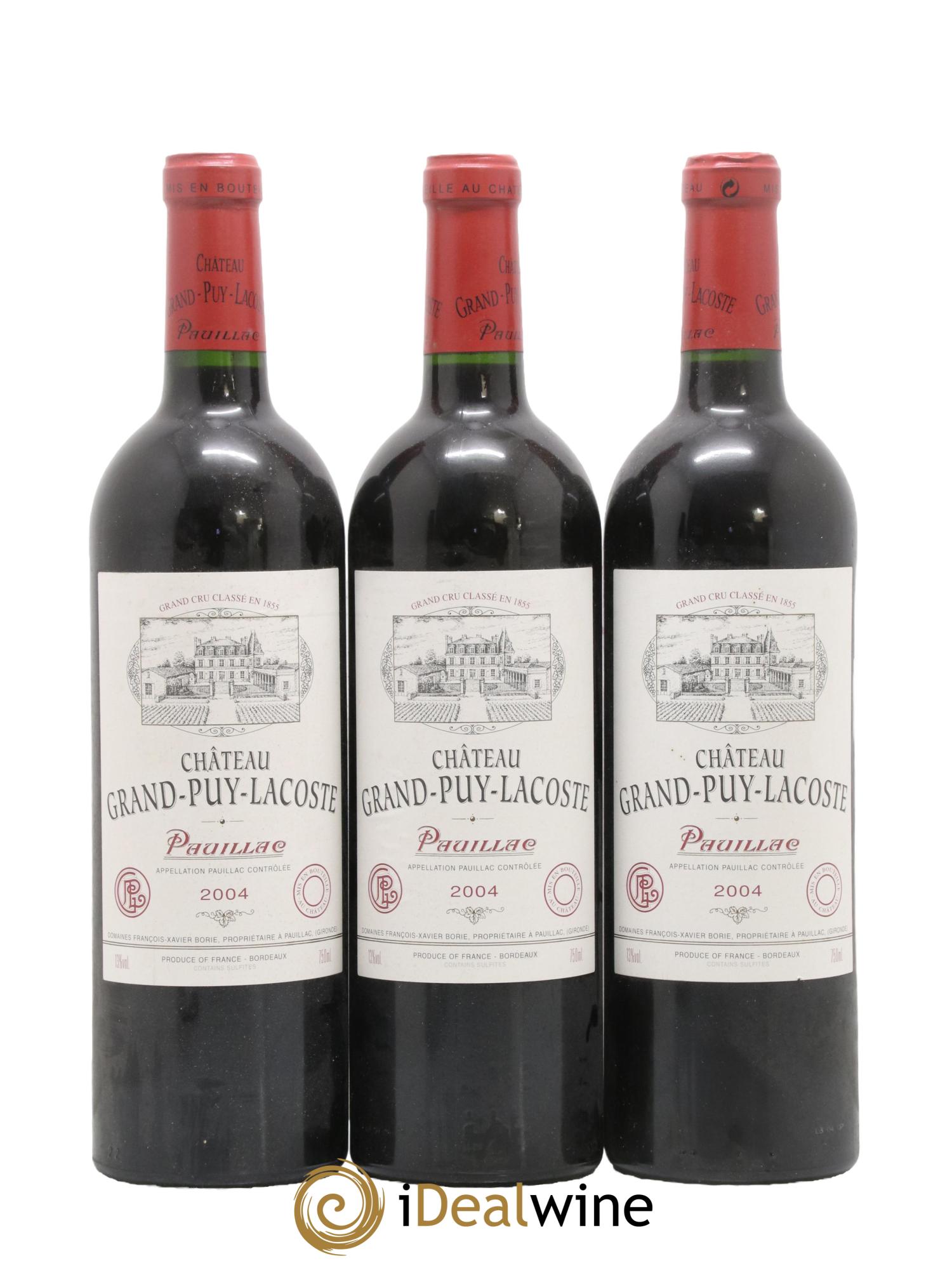 Château Grand Puy Lacoste 5ème Grand Cru Classé 2004 - Lotto di 3 bottiglie - 0