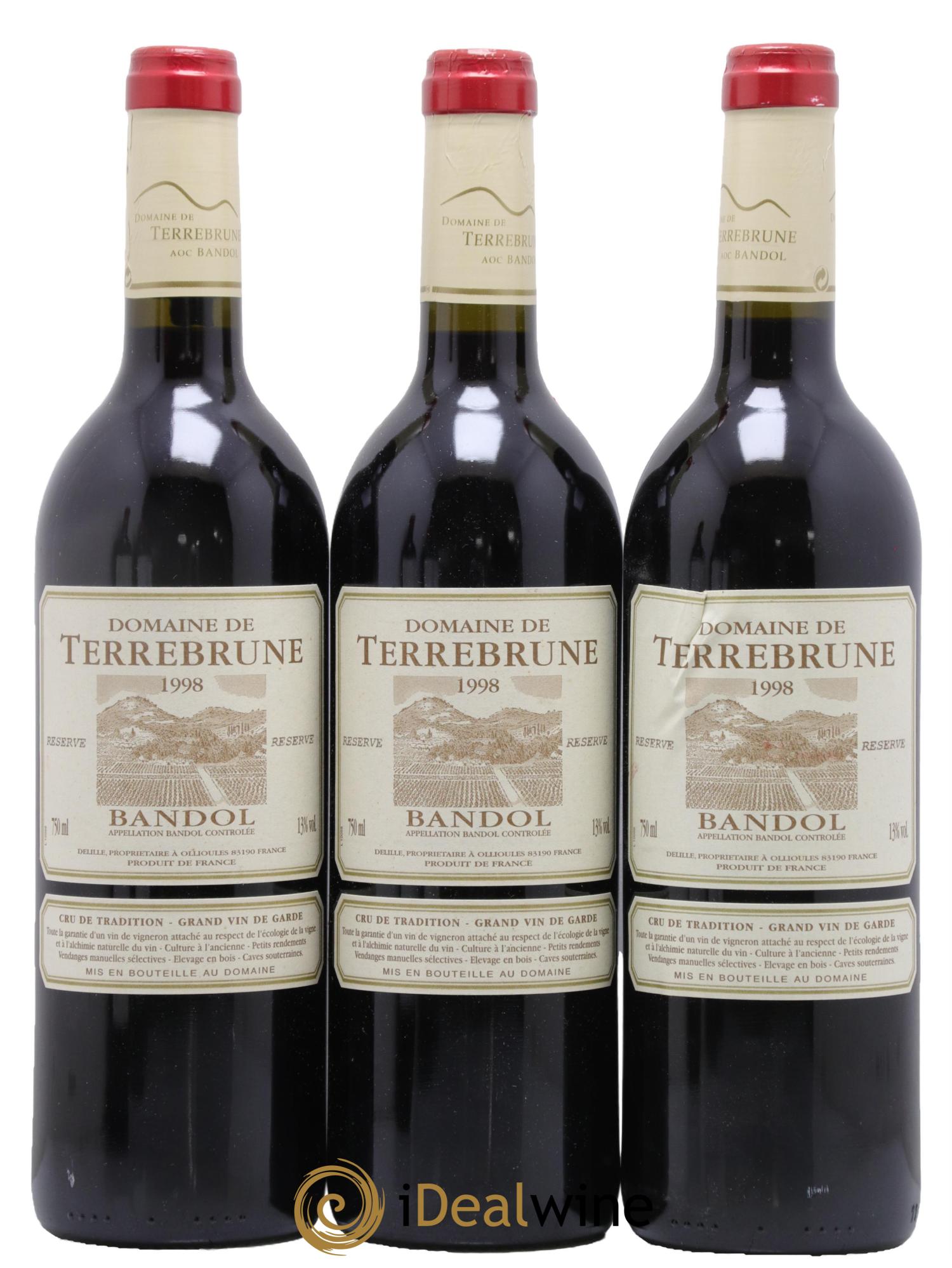 Bandol Terrebrune (Domaine de) 1998 - Lot de 3 bouteilles - 0