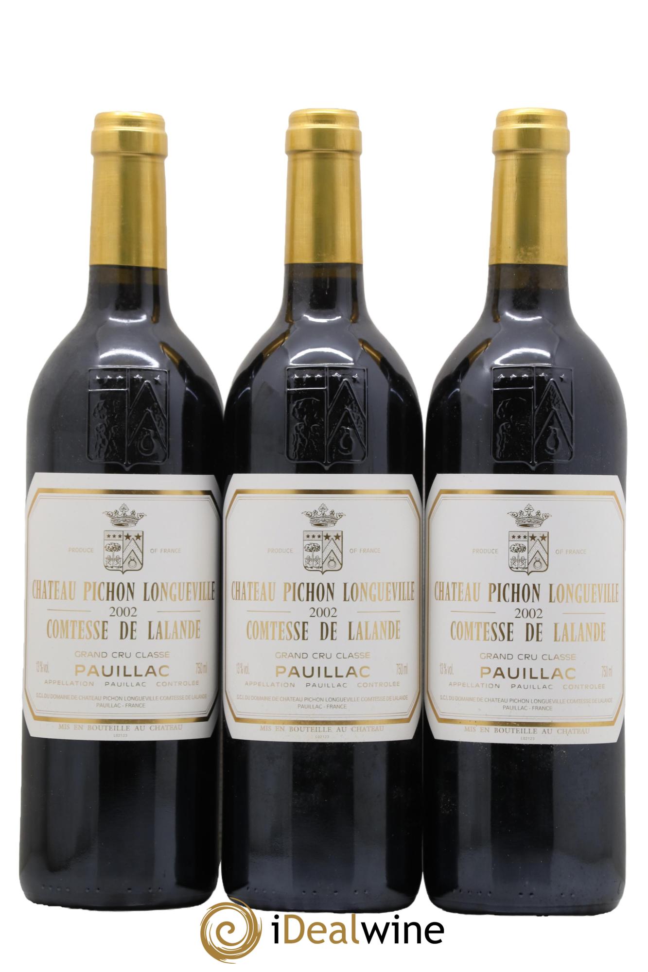 Château Pichon Longueville Comtesse de Lalande 2ème Grand Cru Classé 2002 - Lot de 3 bouteilles - 0