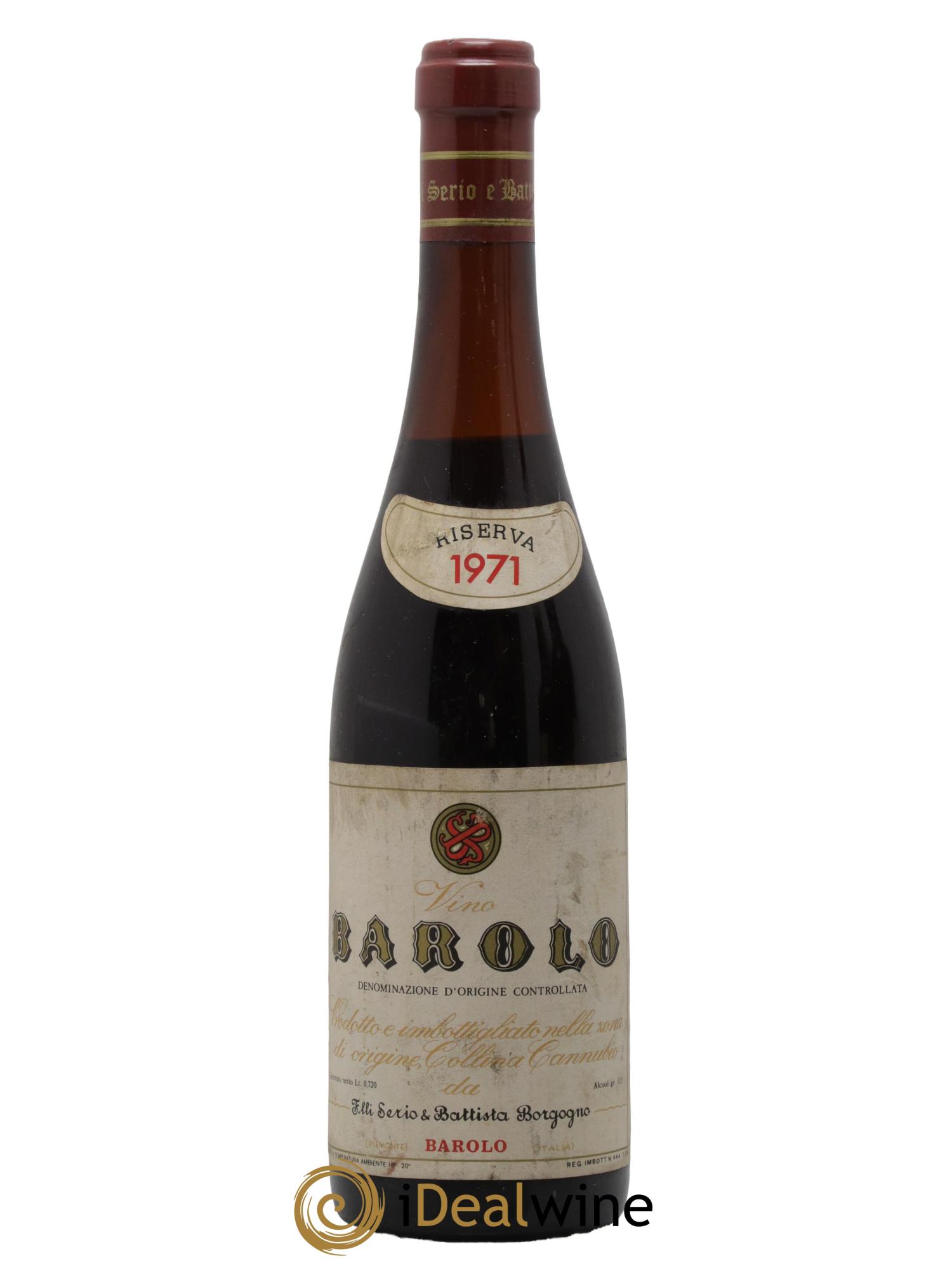 Barolo DOCG Riserva Cannubi Serio e Battista Borgogno 1971 - Lot de 1 bouteille - 0