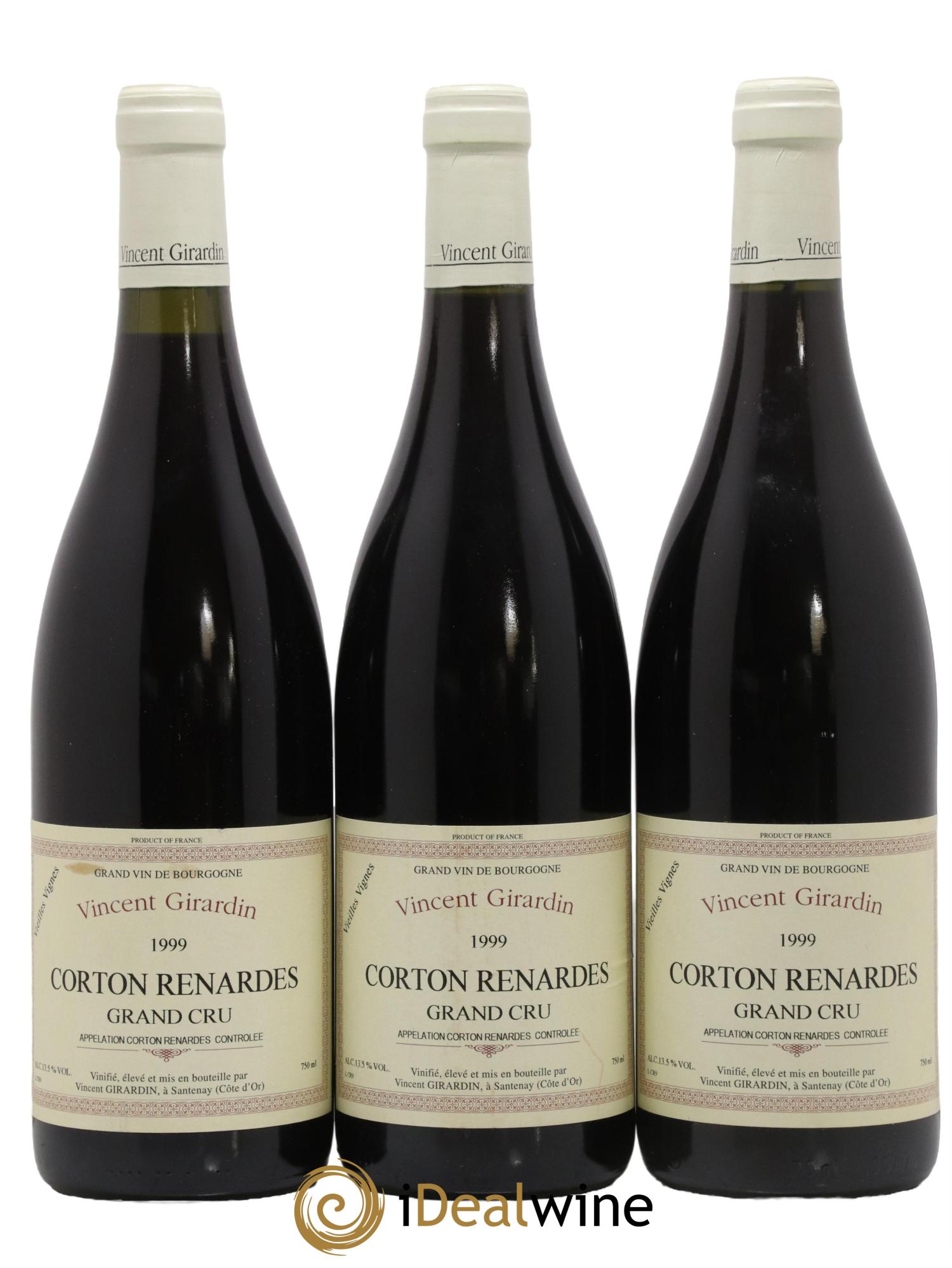 Corton Grand Cru Renardes Vieilles Vignes Vincent Girardin 1999 - Lot of 3 bottles - 0