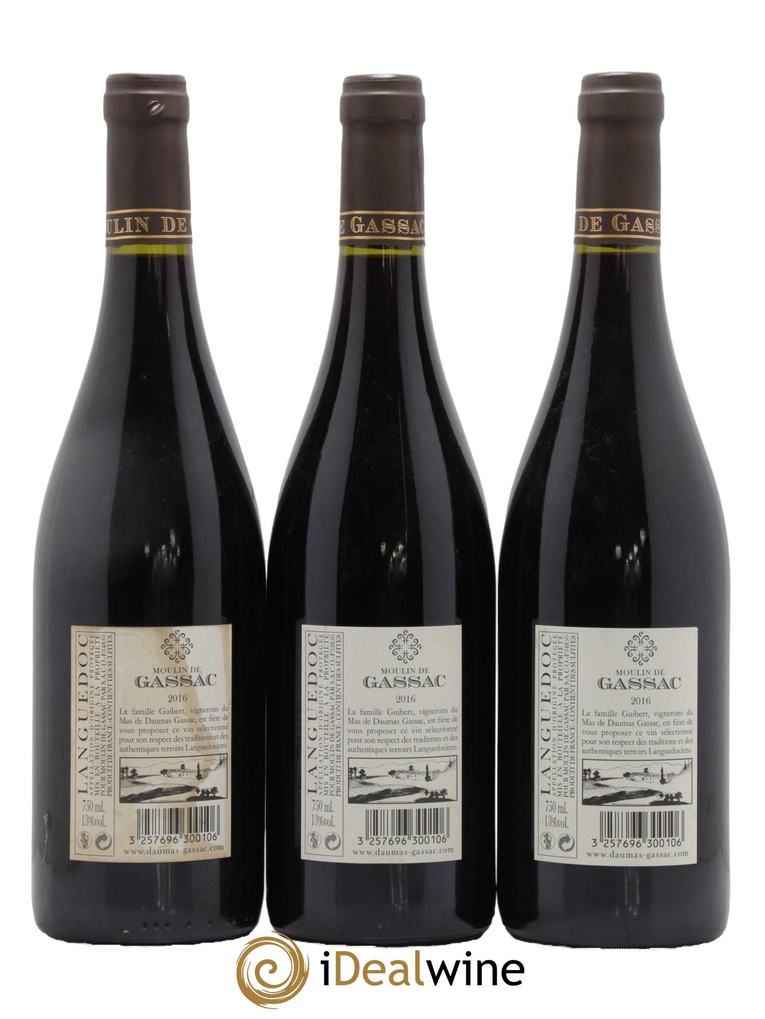 IGP Pays d'Hérault (Vin de Pays de l'Hérault) Moulin de Gassac Daumas Gassac 2016 - Lot de 3 bouteilles - 1