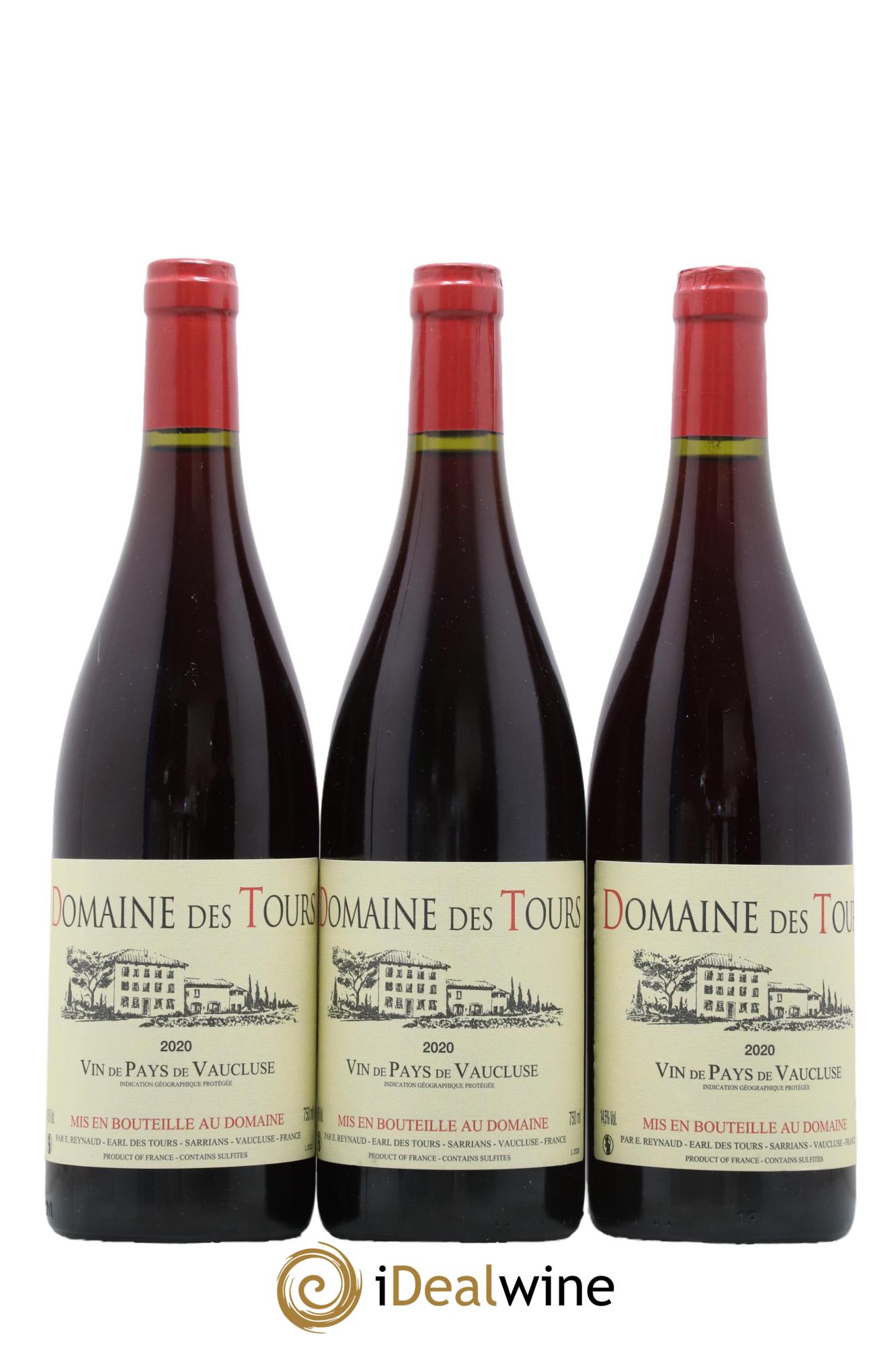 IGP Vaucluse (Vin de Pays de Vaucluse) Domaine des Tours Emmanuel Reynaud 2020 - Lot de 3 bouteilles - 0