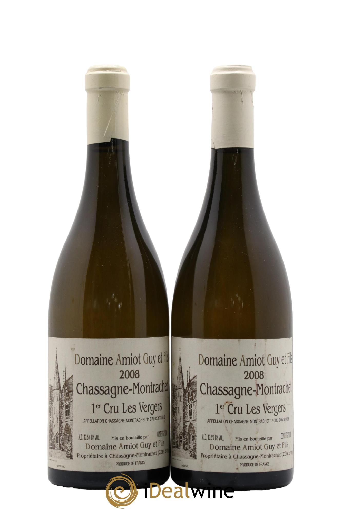 Chassagne-Montrachet 1er Cru Les Vergers Guy Amiot & Fils 2008 - Lotto di 2 bottiglie - 0