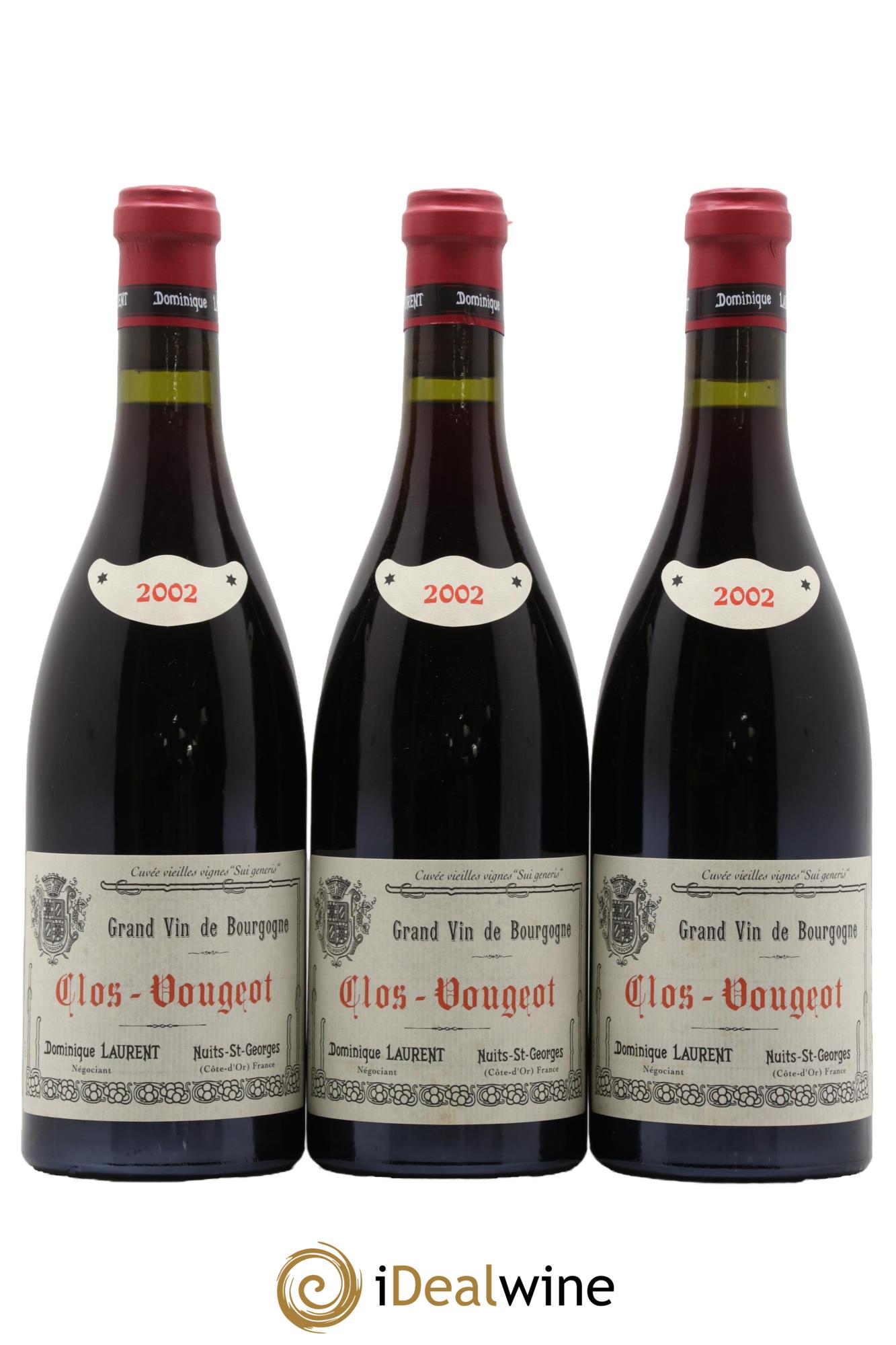 Clos de Vougeot Grand Cru Vieilles Vignes Domaine Dominique Laurent 2002 - Lot de 3 bouteilles - 0