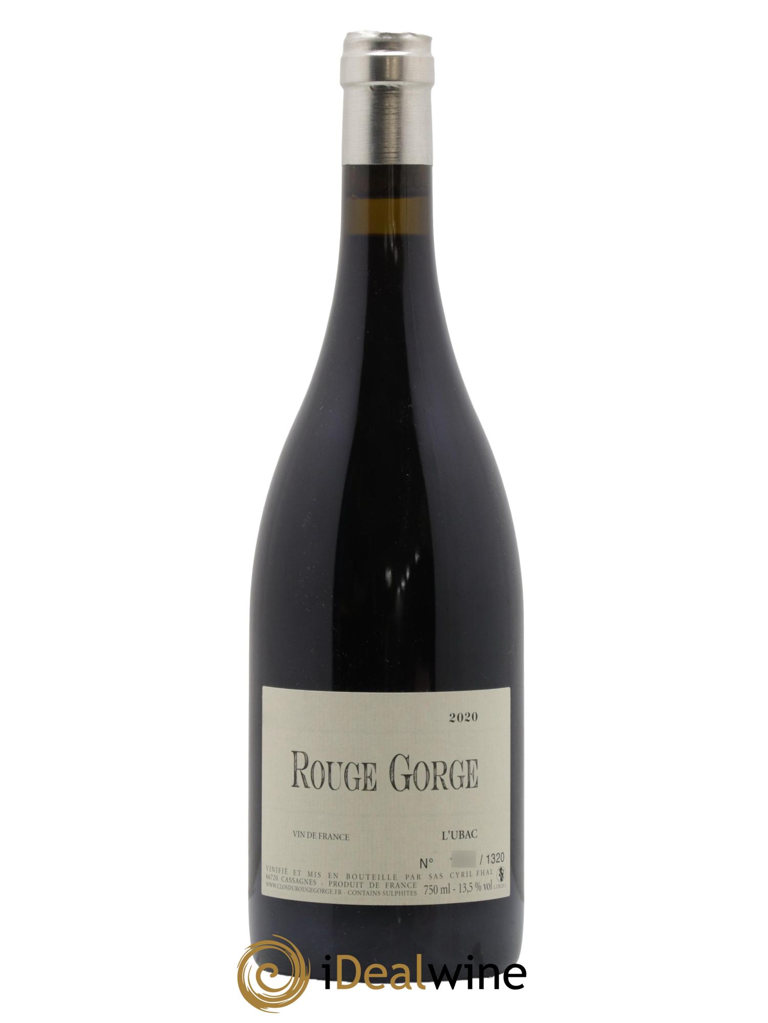 IGP Côtes Catalanes Clos du Rouge Gorge L'Ubac Cyril Fhal 2020 - Lot de 1 bouteille - 0