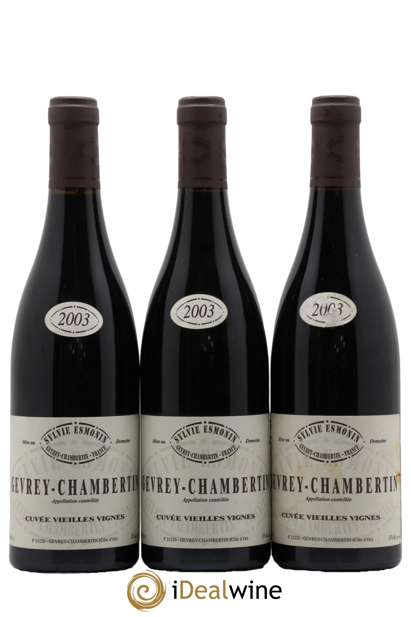 Gevrey-Chambertin Vieilles Vignes Sylvie Esmonin  2003 - Lot de 3 bouteilles - 0