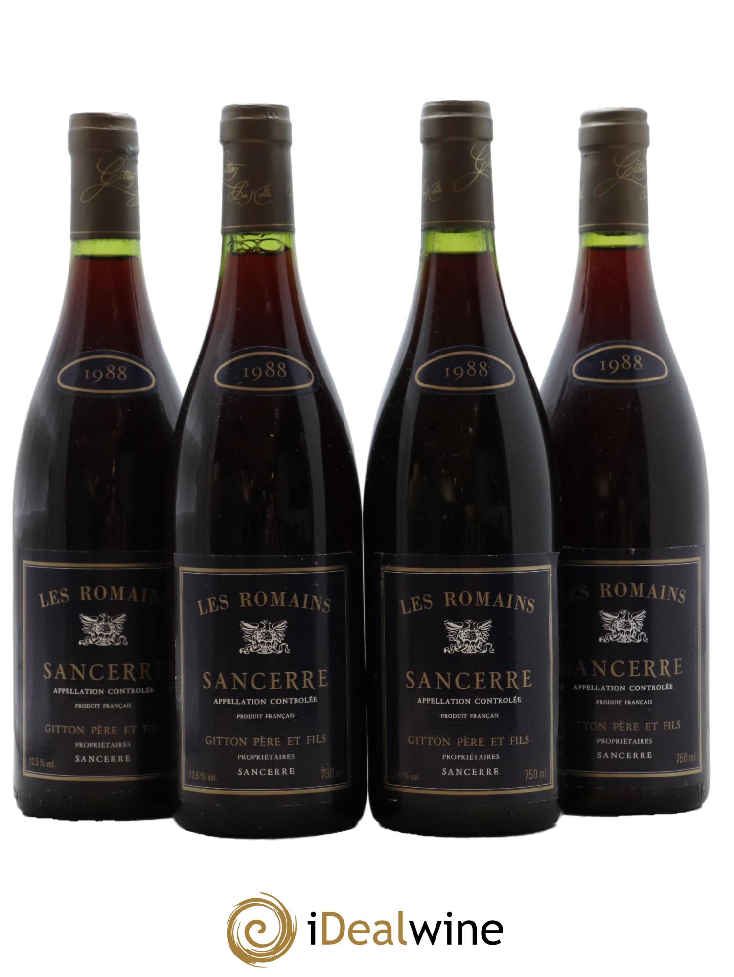 Sancerre Les Romains Gitton Père et Fils 1988 - Lot de 4 bouteilles - 0