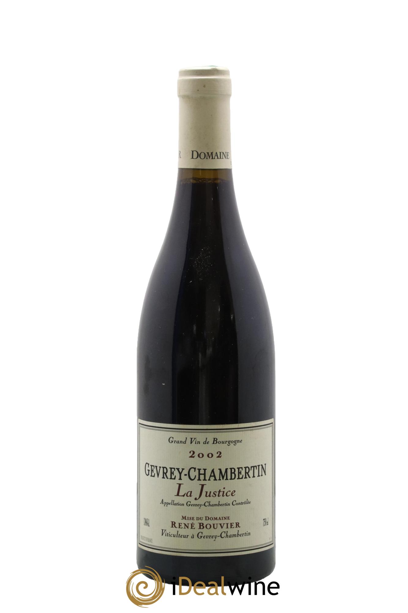 Gevrey-Chambertin La Justice René Bouvier (Domaine) 2002 - Lot de 1 bouteille - 0