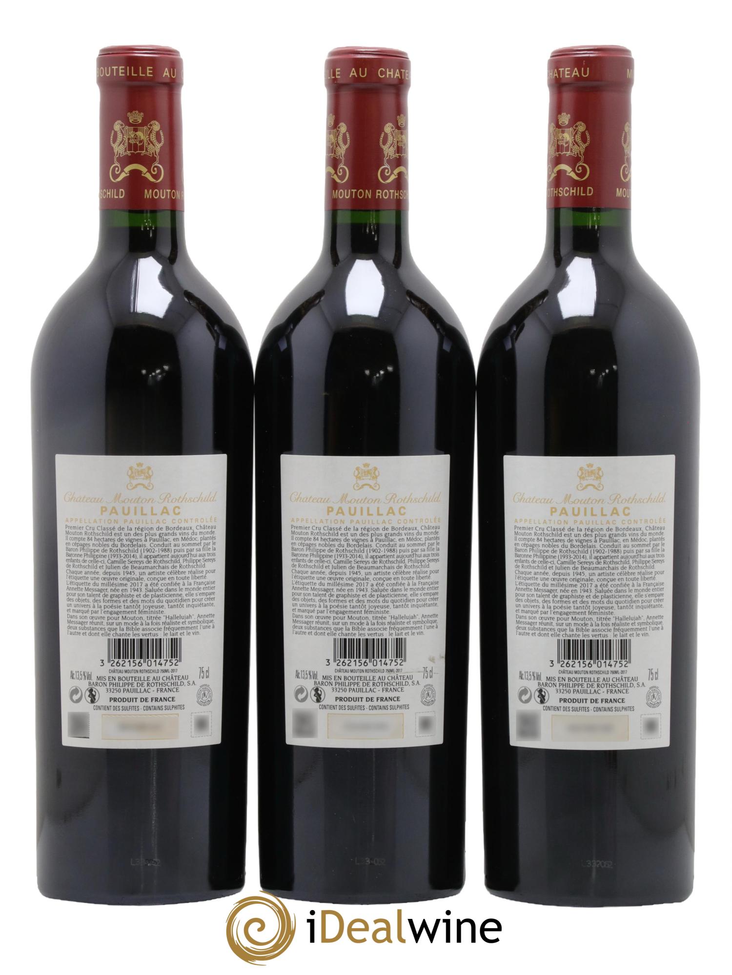 Château Mouton Rothschild 1er Grand Cru Classé 2017 - Lot de 3 bouteilles - 1