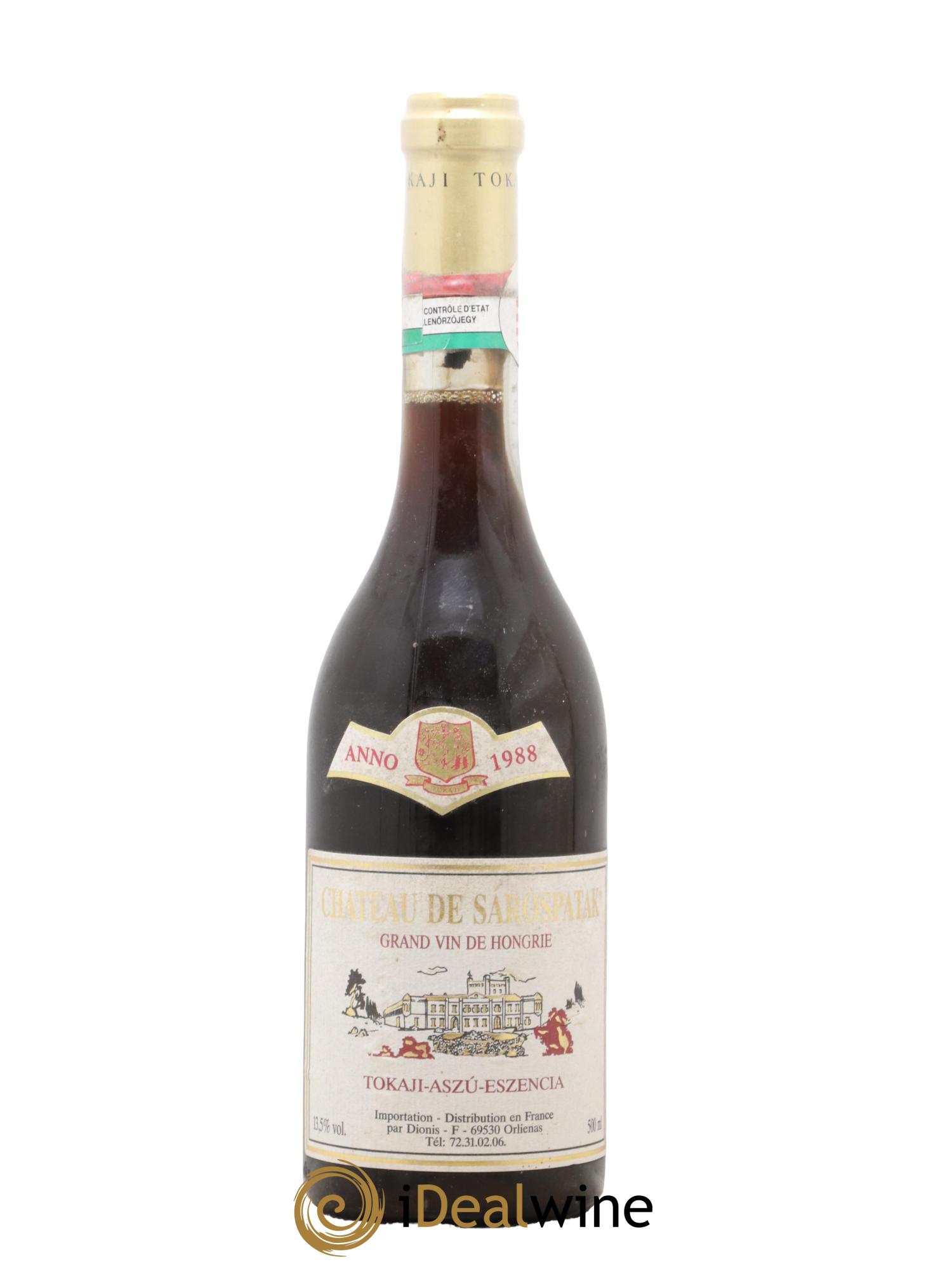 Tokaji Eszencia Sarospatak 1988 - Lot de 1 format 50cl - 0