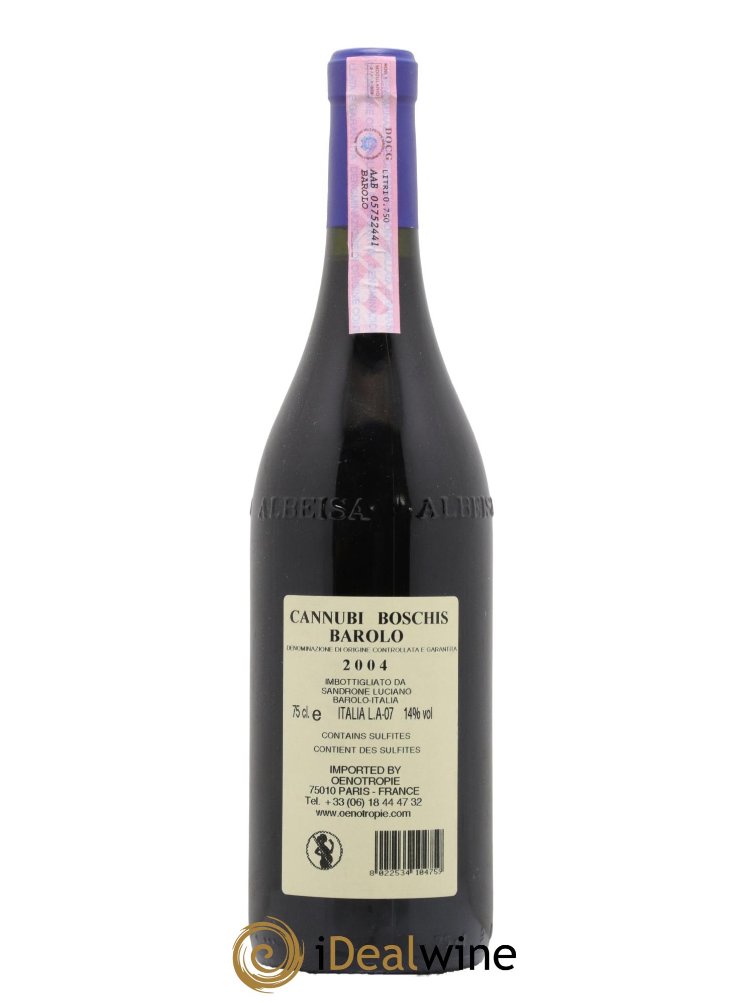 Barolo DOCG Aleste (anciennement Cannubi Boschis) Luciano Sandrone 2004 - Lot of 1 bottle - 1