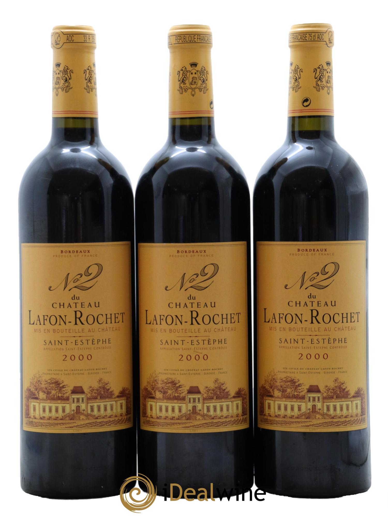 Saint-Estèphe N°2 du Château Lafon-Rochet 2000 - Lot de 3 bouteilles - 0