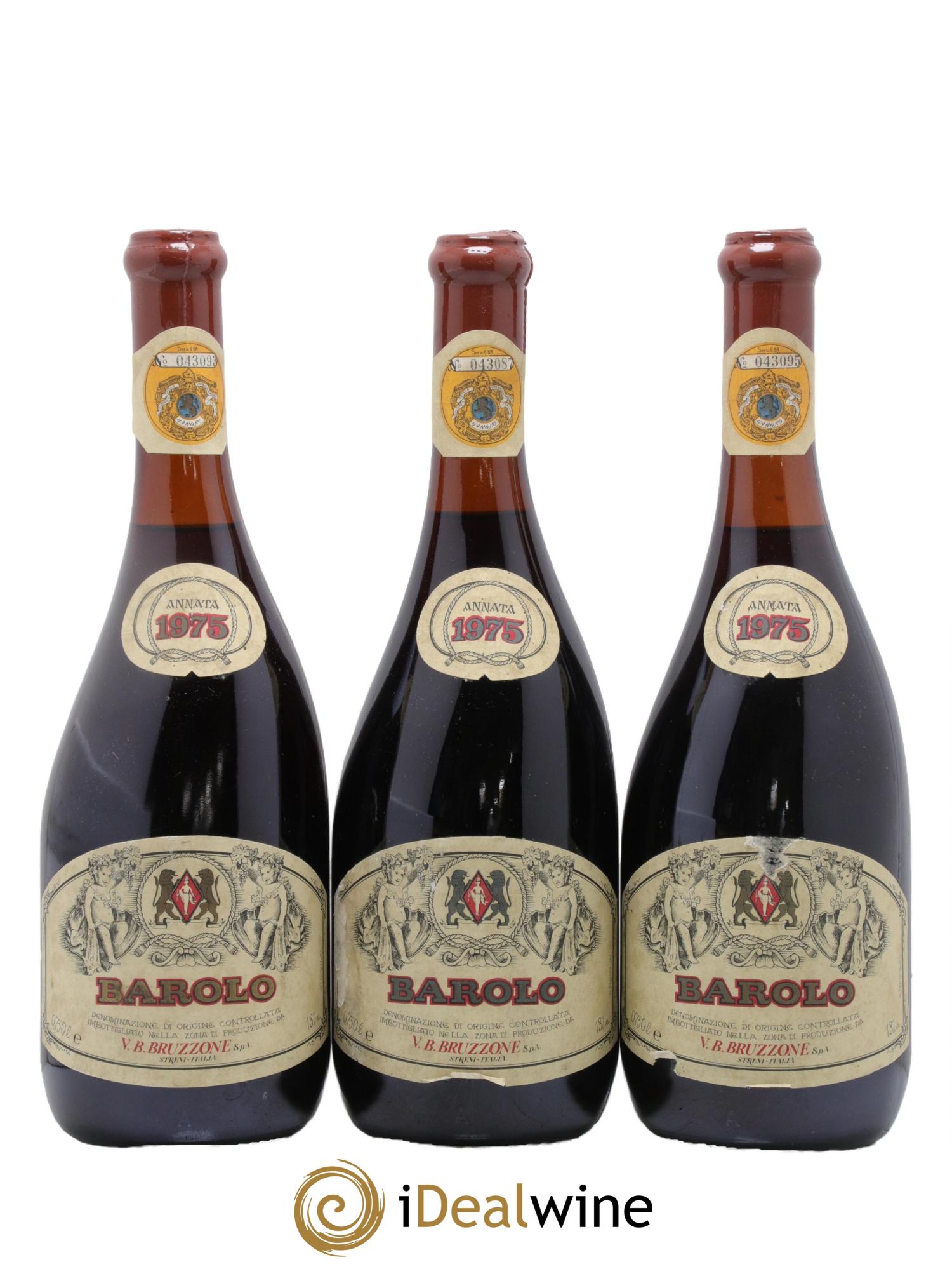 Barolo DOCG Bruzzone 1975 - Lot of 3 bottles - 0