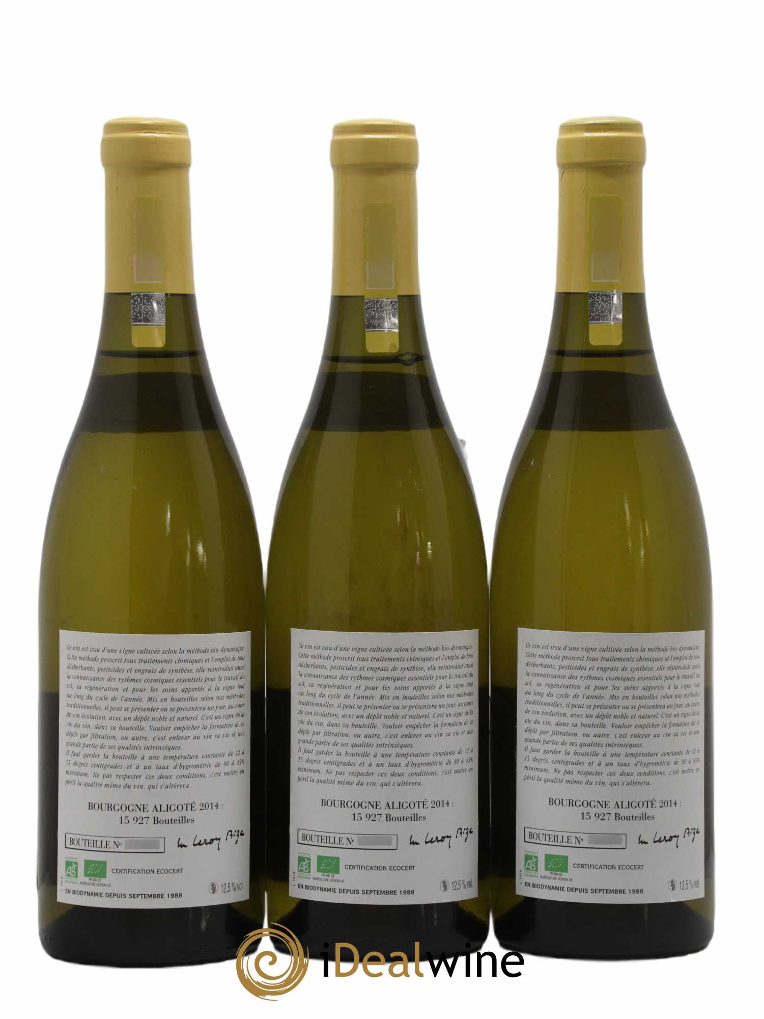 Bourgogne Aligoté Leroy (Domaine) 2014 - Lot de 3 bouteilles - 1