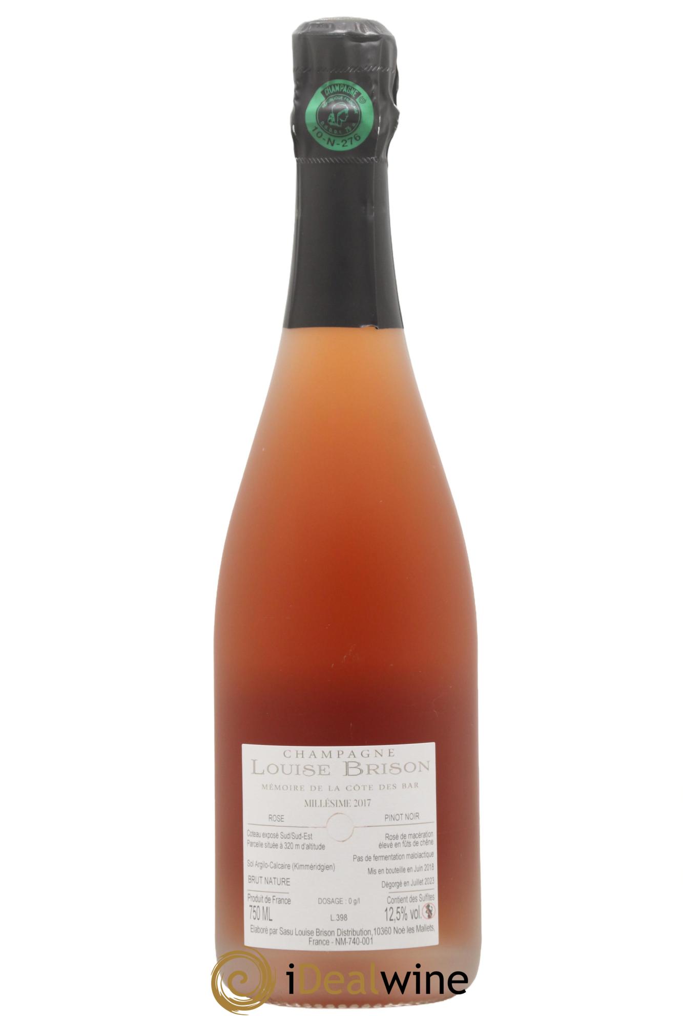 Champagne -- Brut Nature Rose de la Cote des Bar Maison Louise Brison 2017 - Posten von 1 Flasche - 1