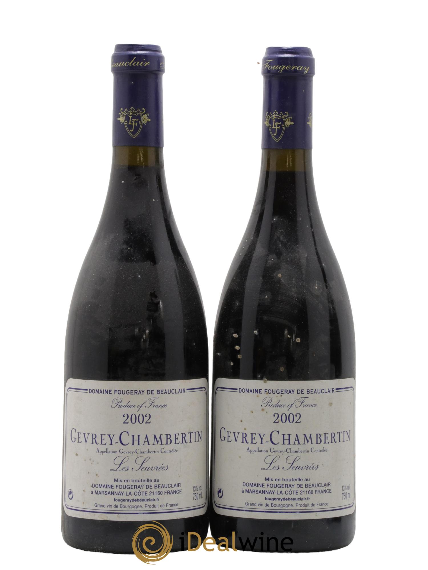 Gevrey-Chambertin Les Seuvrees Fougeray De Beauclair 2002 - Lotto di 2 bottiglie - 0