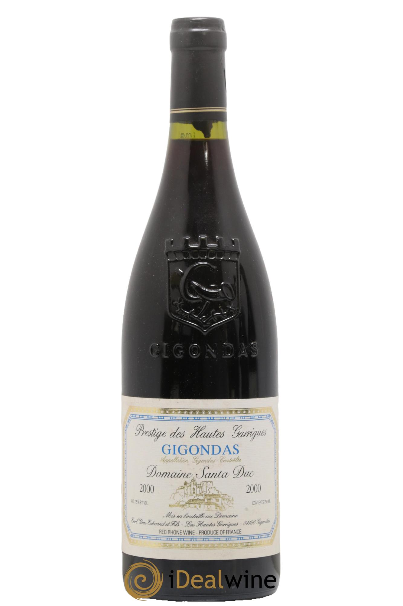 Gigondas Santa Duc (Domaine) Hautes Garrigues Famille Gras 2000 - Lot de 1 bouteille - 0