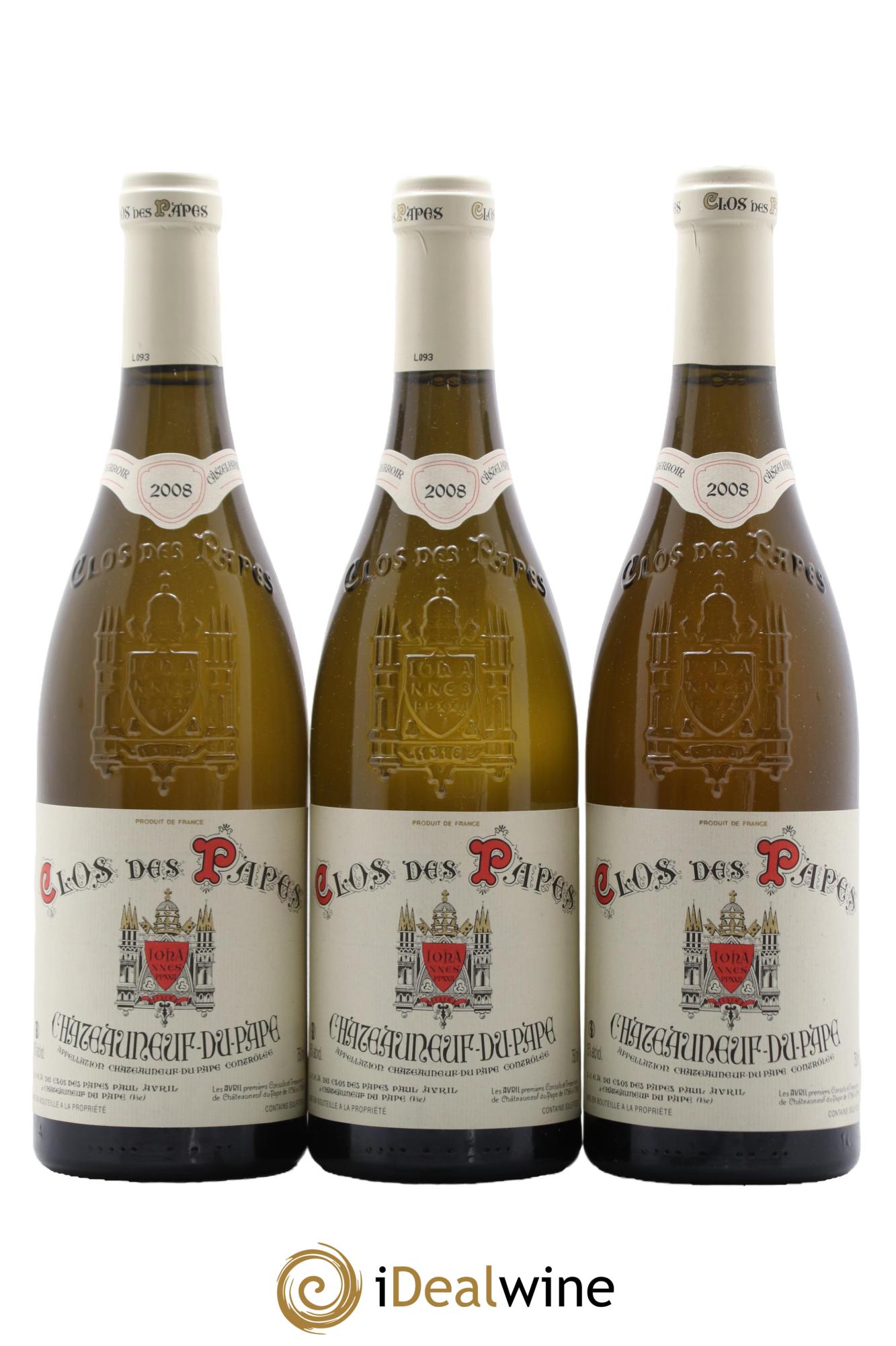 Châteauneuf-du-Pape Clos des Papes - Paul Avril 2008 - Lot de 3 bouteilles - 0