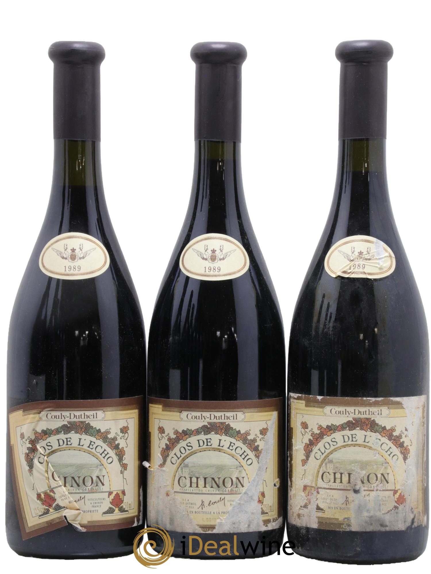 Chinon Clos de l'Echo Couly-Dutheil 1989 - Lotto di 3 bottiglie - 0