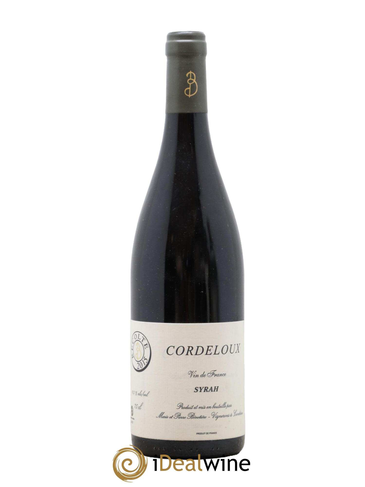 Vin de France Syrah Cordeloux Marie et Pierre Bénetière (Domaine) 2015 - Posten von 1 Flasche - 0