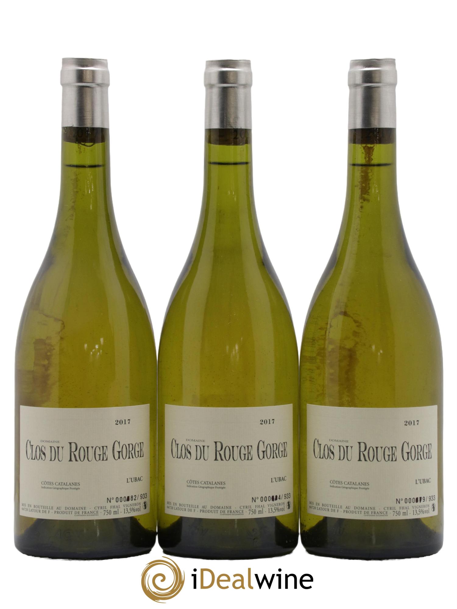 IGP Côtes Catalanes Clos du Rouge Gorge L'Ubac Cyril Fhal 2017 - Lot de 3 bouteilles - 0