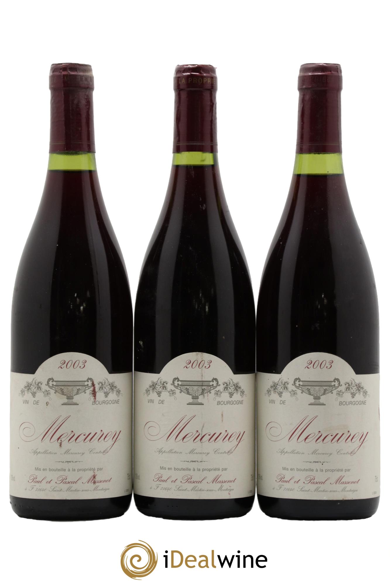 Mercurey Domaine Massenot Clos Moreau 2003 - Lot de 3 bouteilles - 0