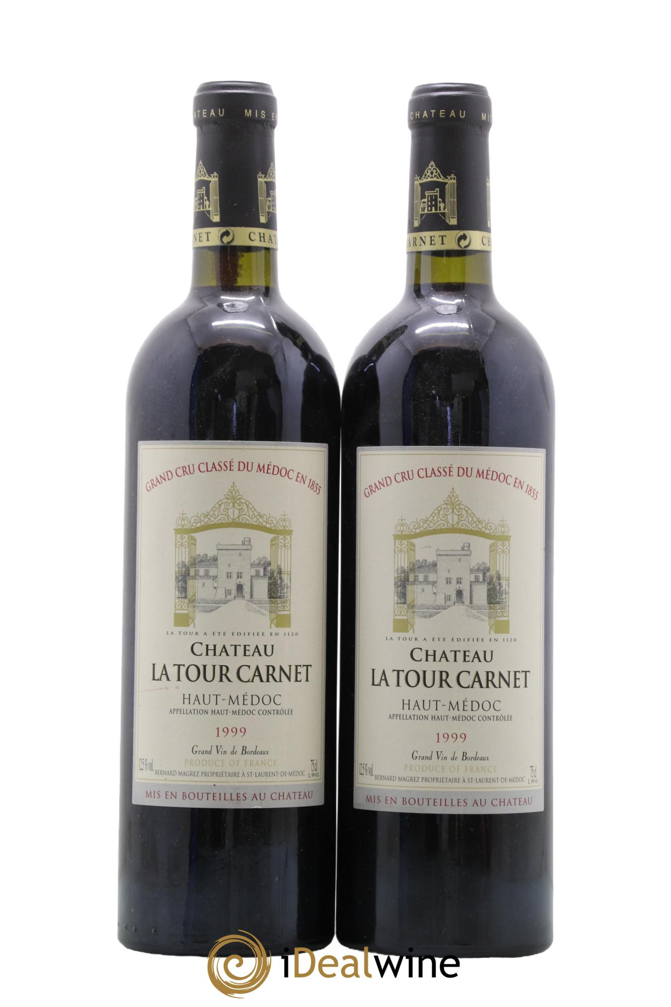 Château la Tour Carnet 4ème Grand Cru Classé 1999 - Lot de 2 bouteilles - 0