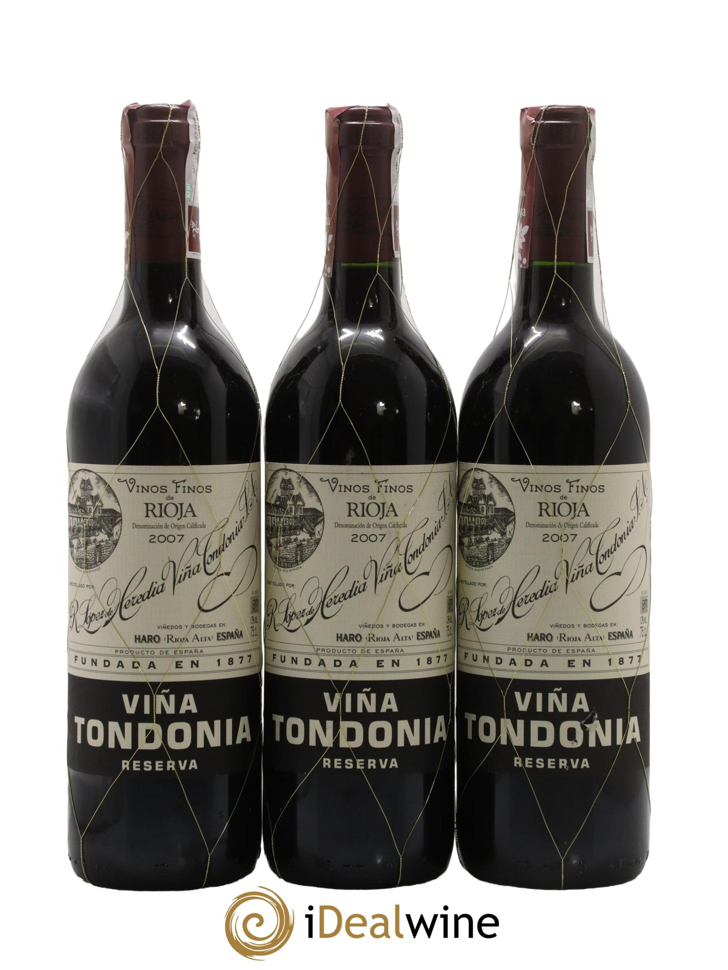 Rioja DOCA Reserva Vina Tondonia R. Lopez de Heredia 2007 - Lotto di 3 bottiglie - 0