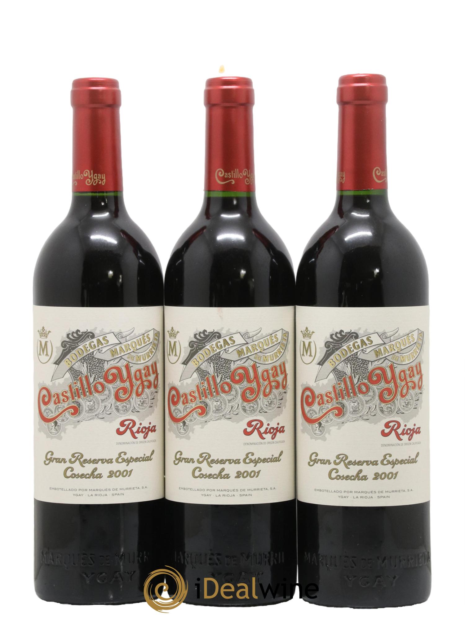 Rioja DOCA Castillo Ygay Reserva Especial Marqués de Murrieta 2001 - Lotto di 3 bottiglie - 0