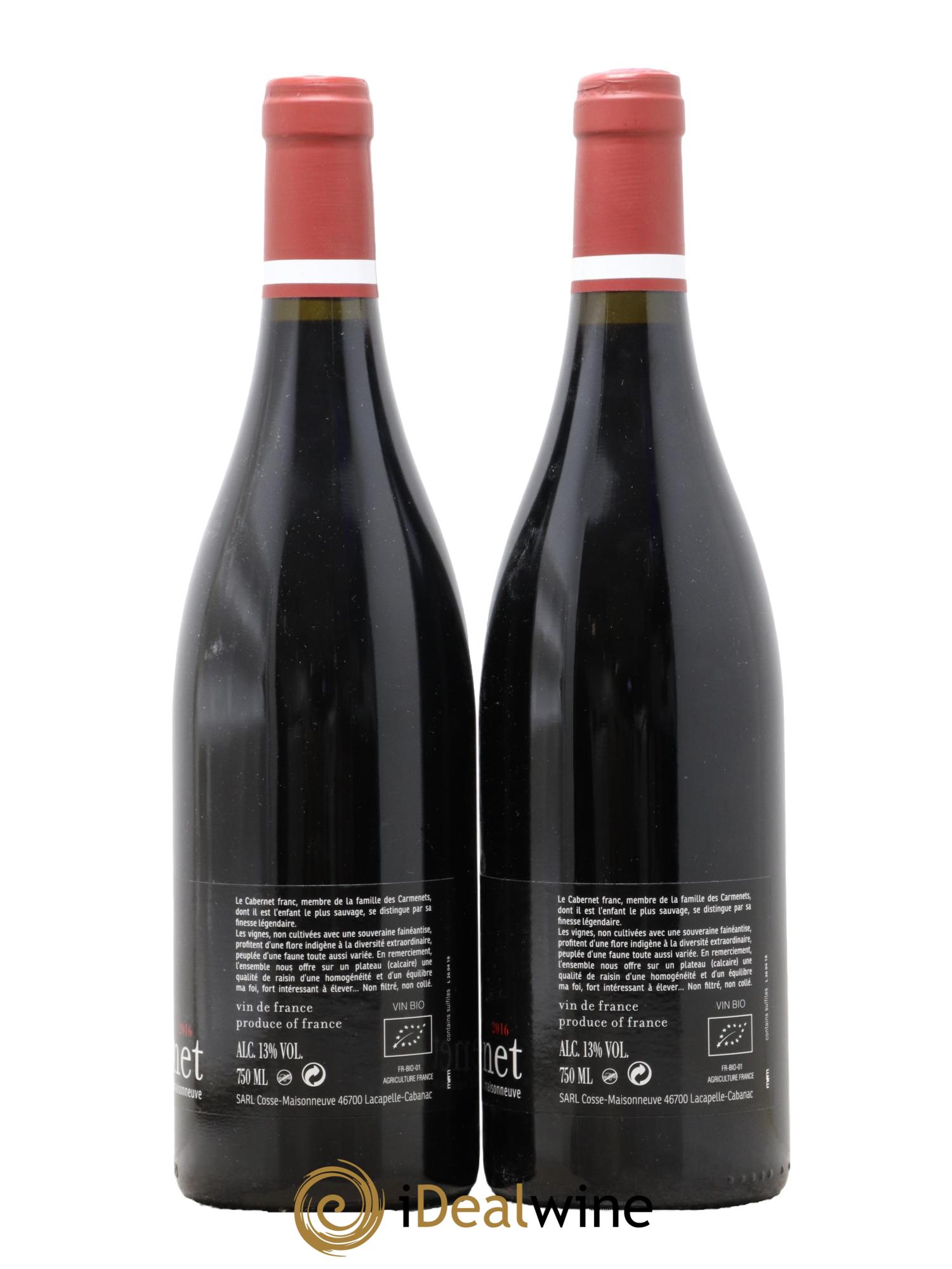 Vin de France Carmenet Cosse-Maisonneuve 2016 - Lot de 2 bouteilles - 1