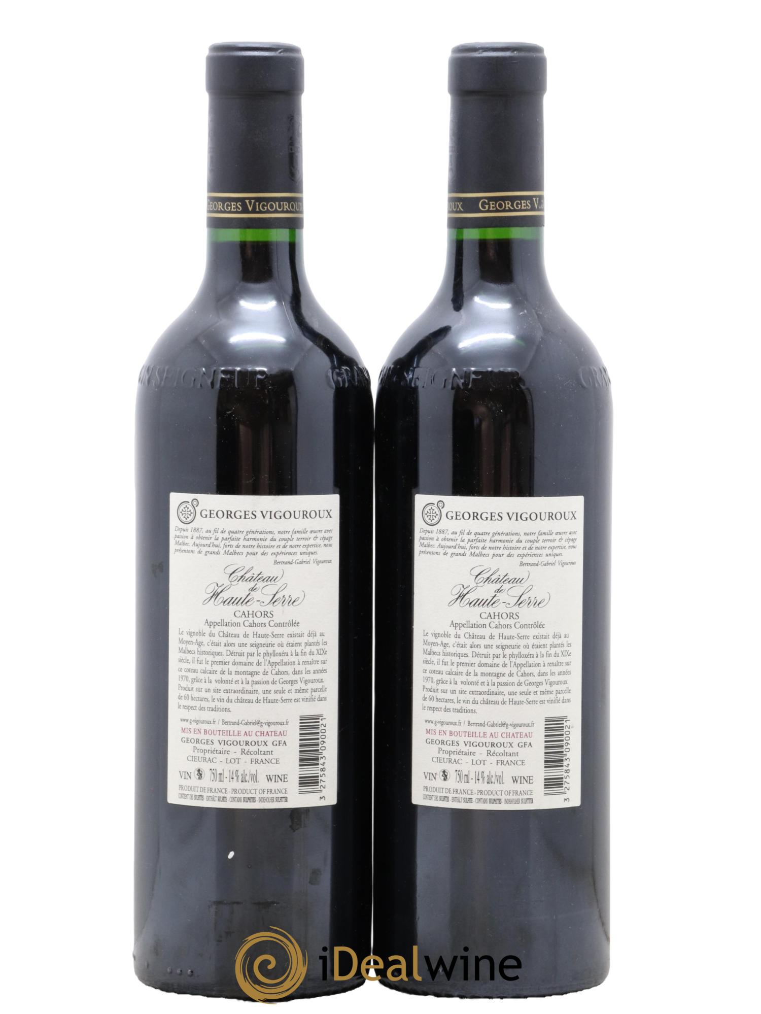 Cahors Georges Vigouroux Grand Vin Seigneur Malbec  Château de Haute Serre 2015 - Lot de 2 bouteilles - 1