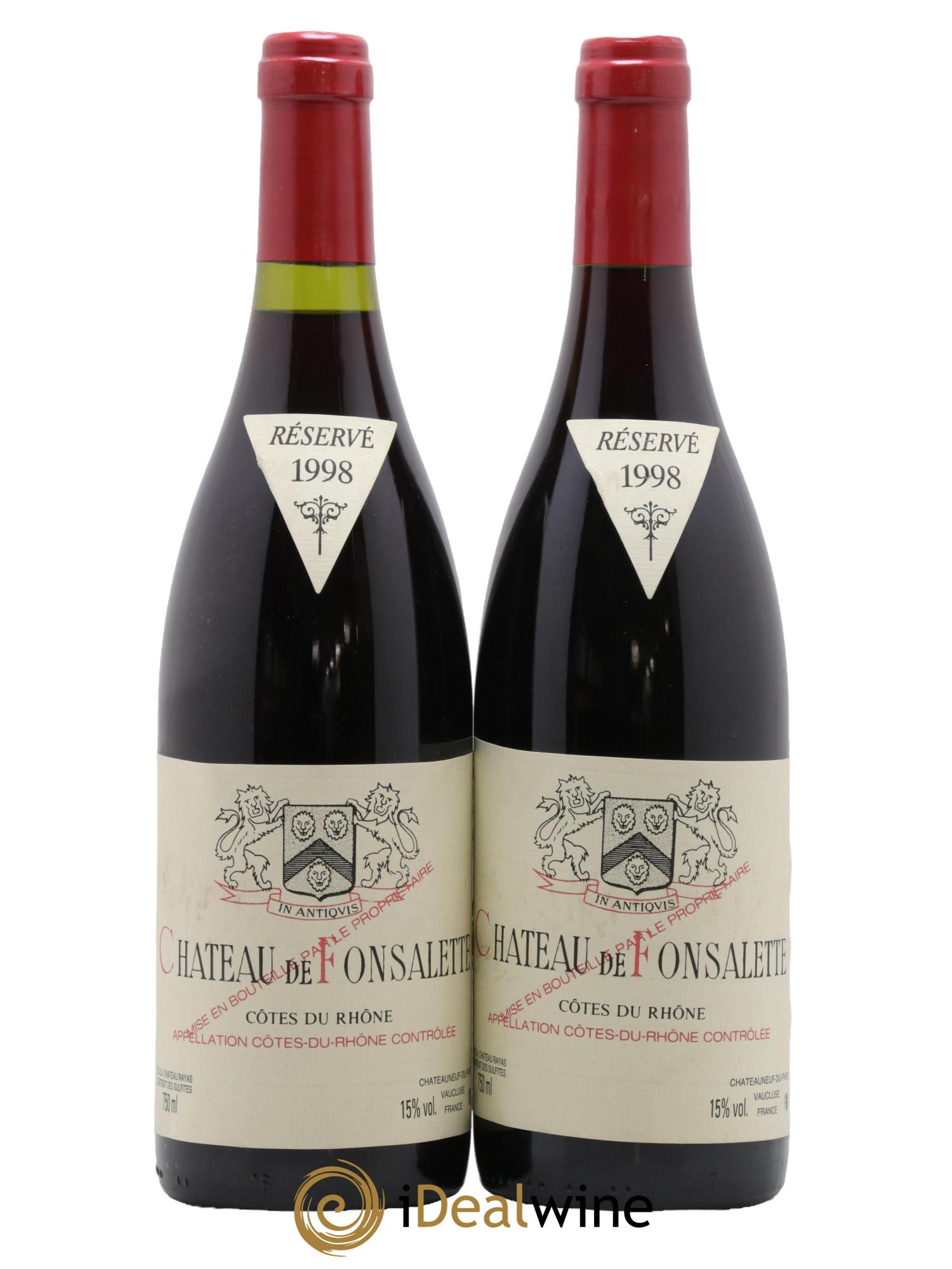 Côtes du Rhône Château de Fonsalette Emmanuel Reynaud 1998 - Lotto di 2 bottiglie - 0