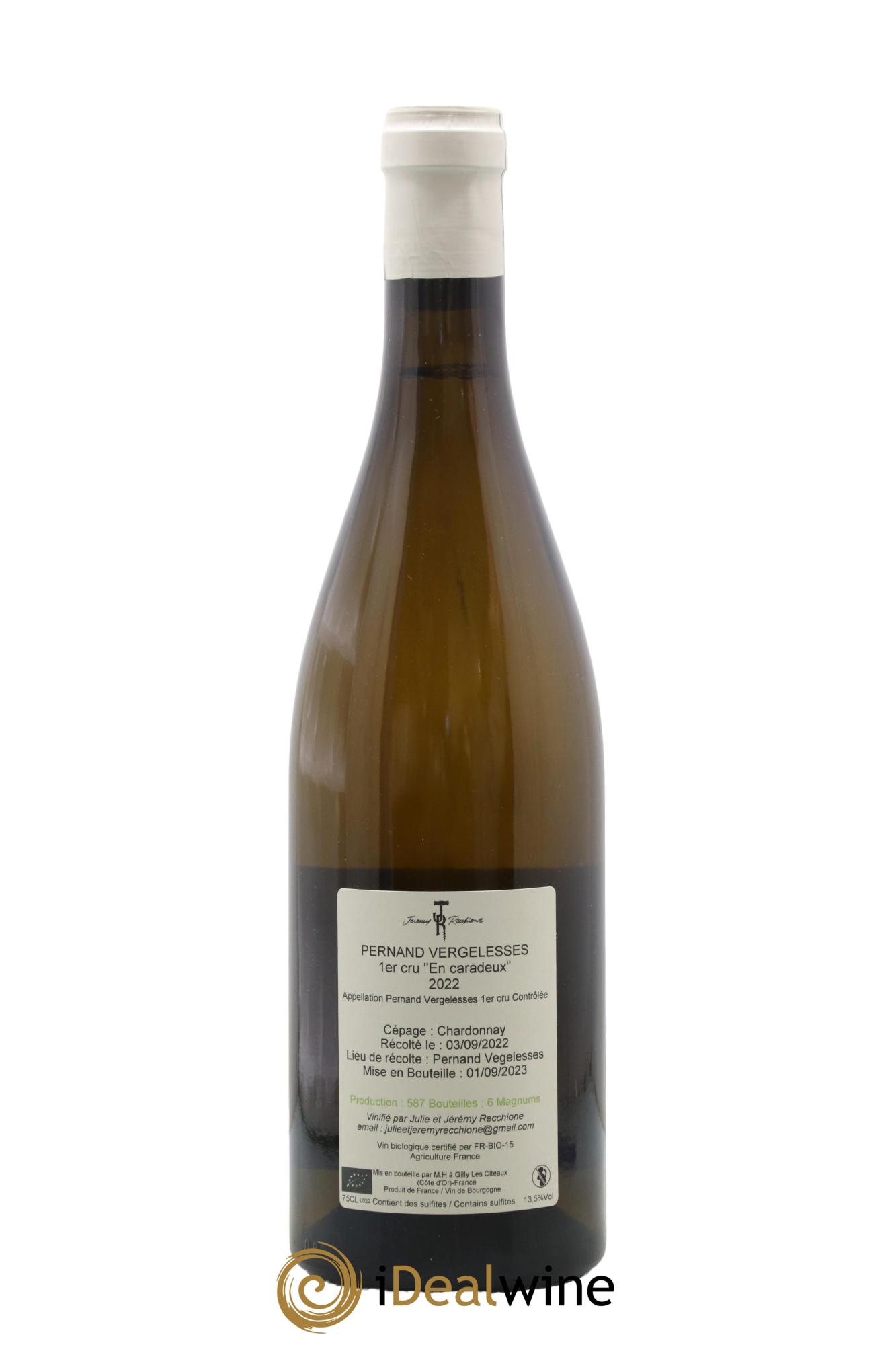 Pernand-Vergelesses 1er Cru En Caradeux Domaine Jérémy Recchione 2022 - Lot de 1 bouteille - 1